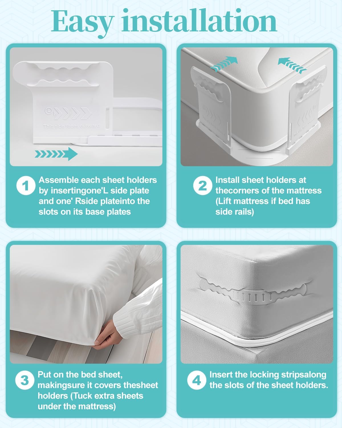 Lidatb Bed Sheet Holders with Lock Strips 1