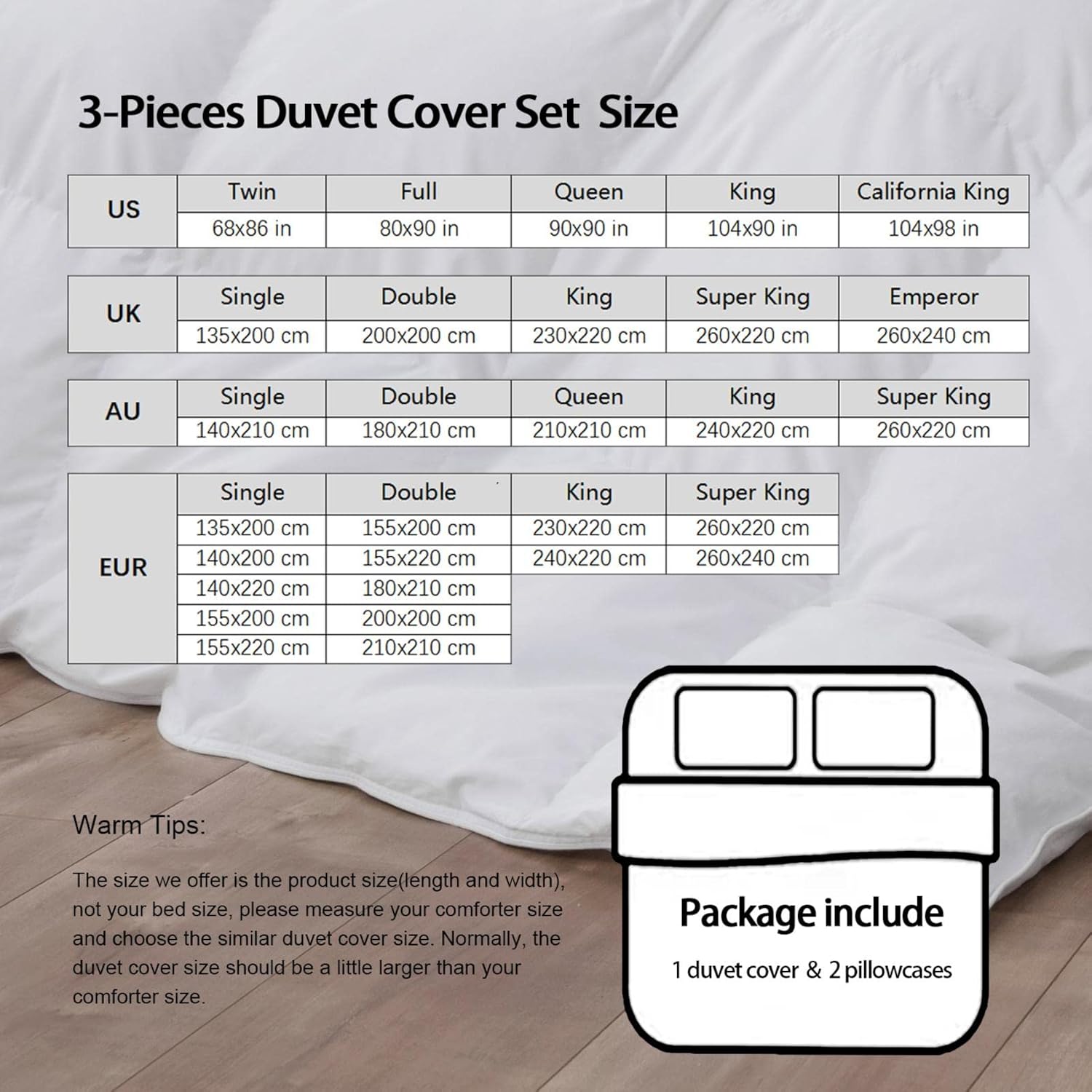 HOBBOY Luxury Floral Duvet Cover Set 3 Pieces