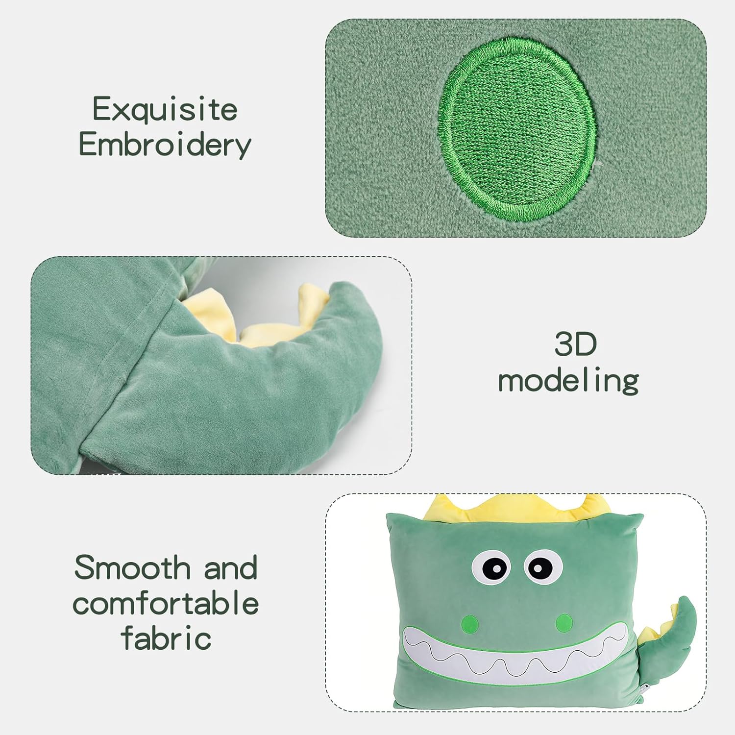 Dinosaur Plush Pillowcase - Soft 26x20 Inches for Kids