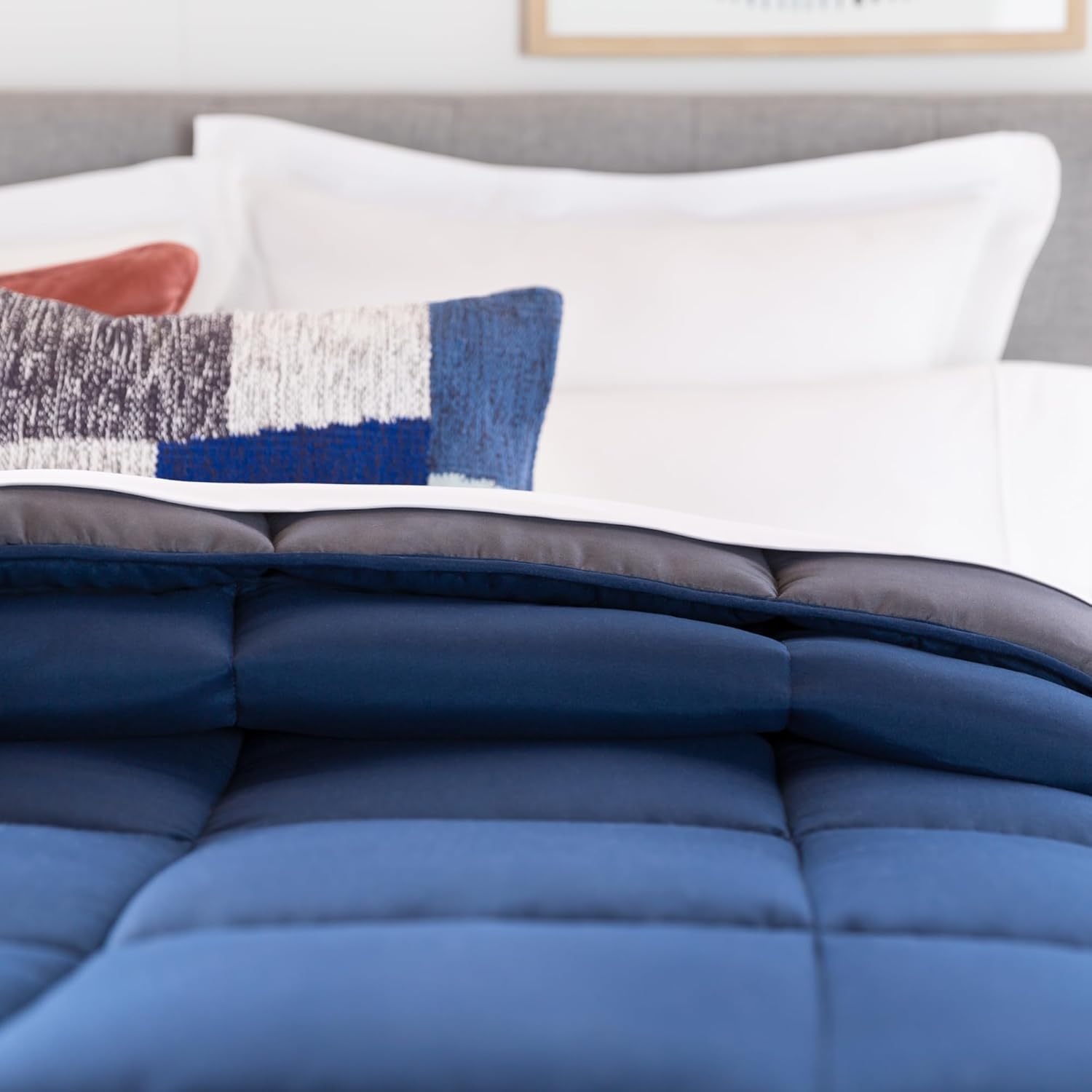 Linenspa Reversible Down Alternative Comforter - Twin XL NavyGraphite 1