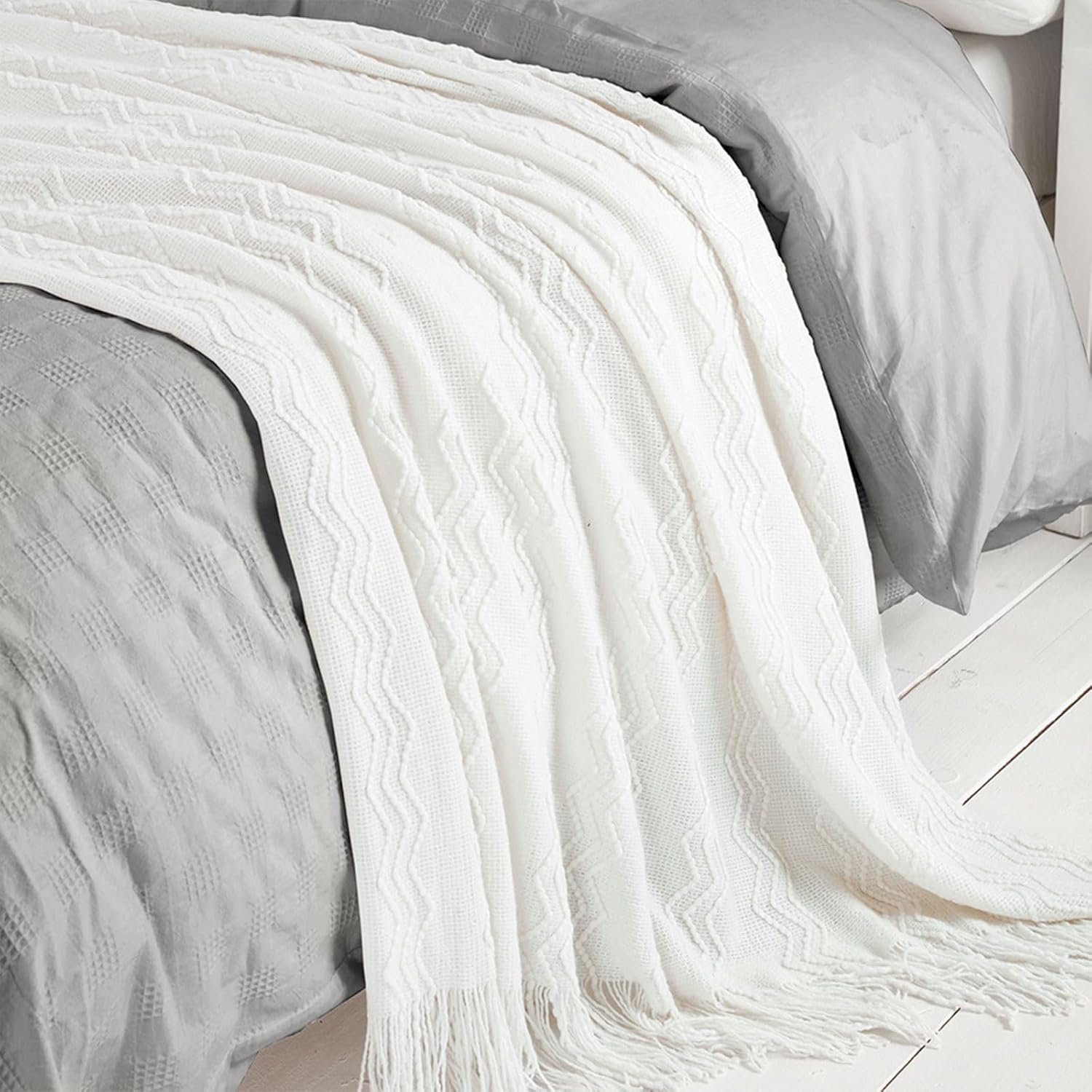 BOURINA Off White Throw Blanket 50 x 90 Inches