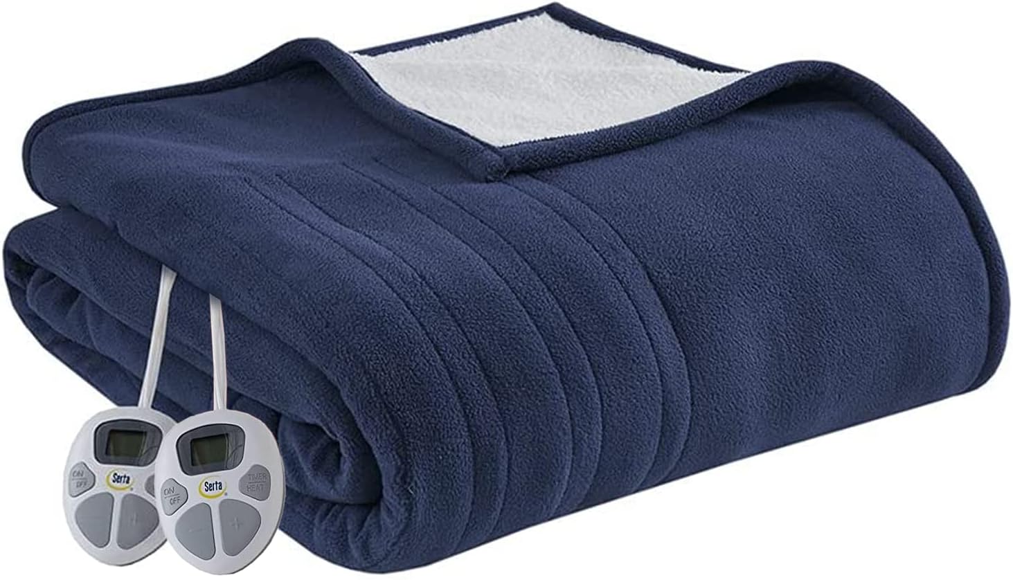 Serta Reversible Fleece to Sherpa Electric Blanket 90x100 Blue King
