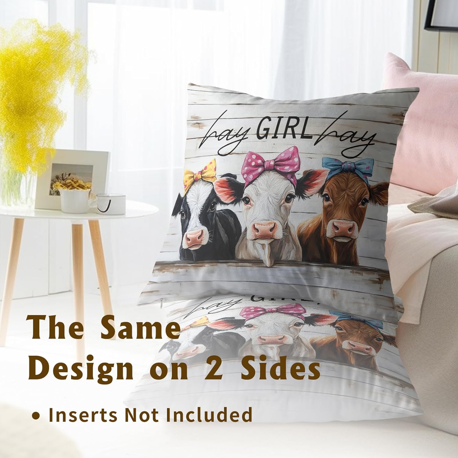 Giwawa Farmhouse Cow Pillow Covers Set of 2 18x18 Inch