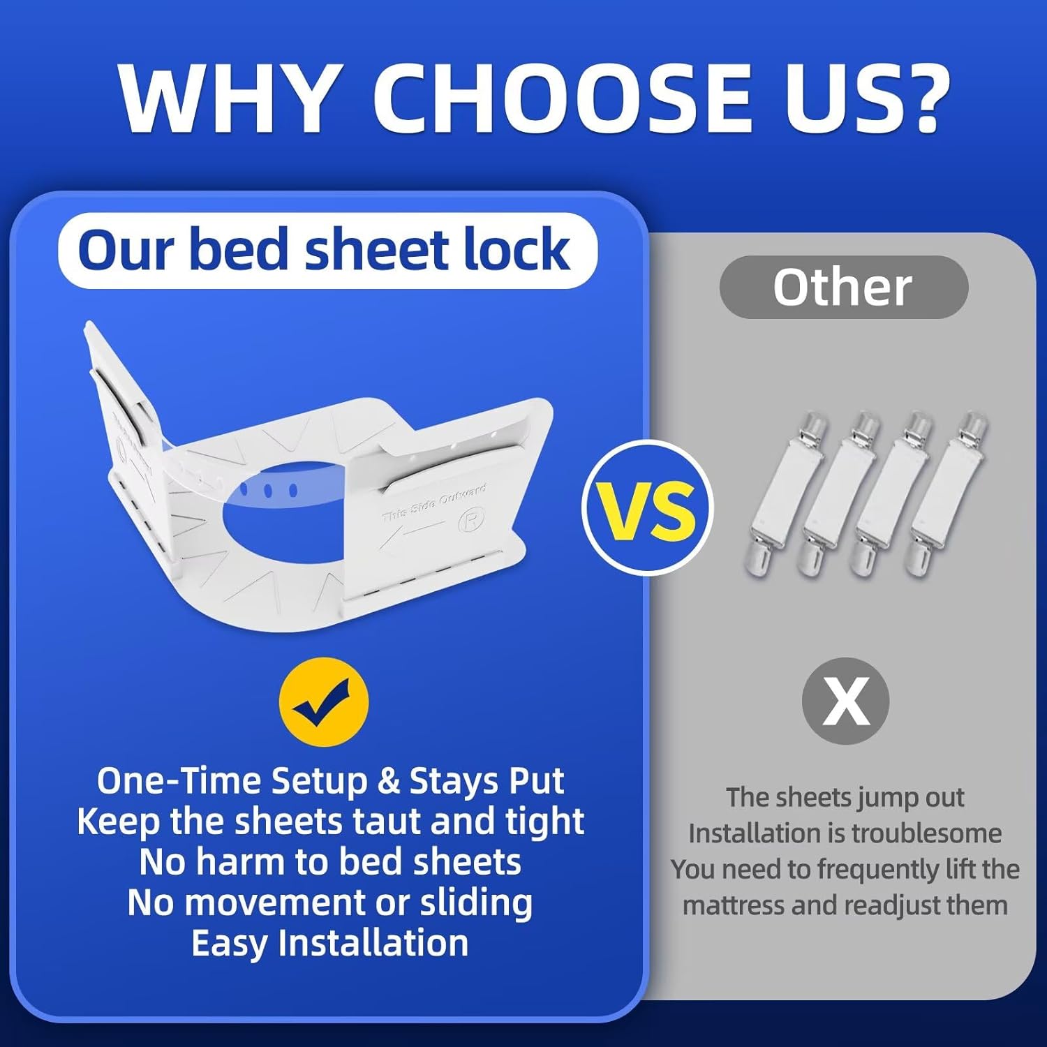 NiceTCU Bed Sheet Holders Set of 4 White