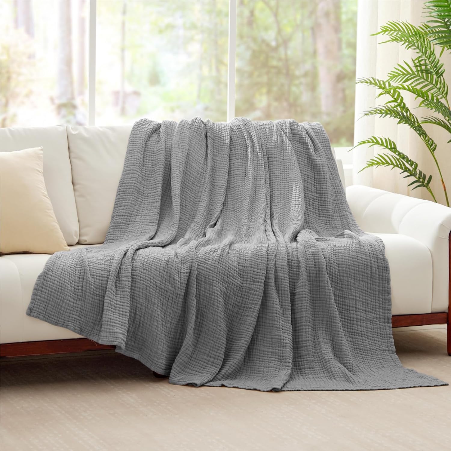 Kozyhvn 100 Cotton Muslin Blanket King 108x90 Grey