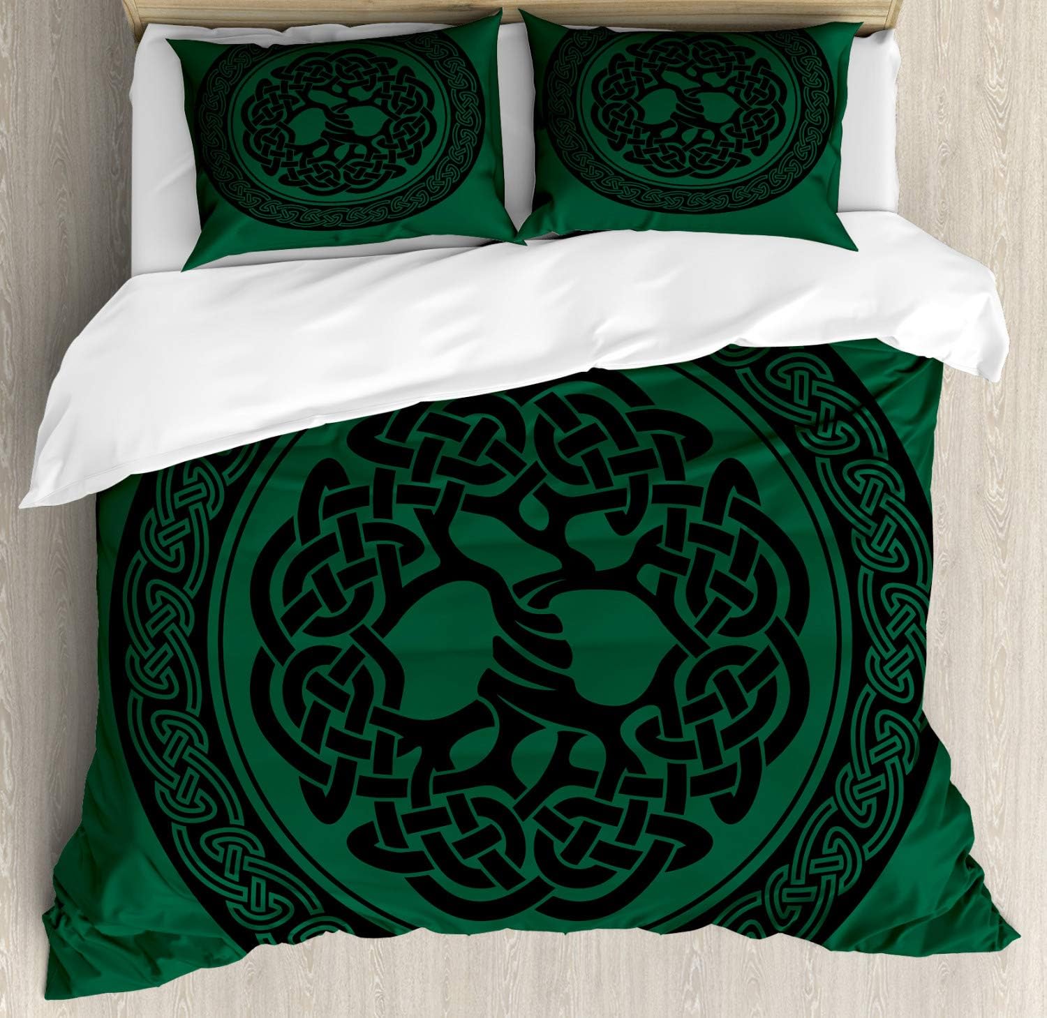 Ambesonne Celtic Duvet Cover Set Forest Green Black