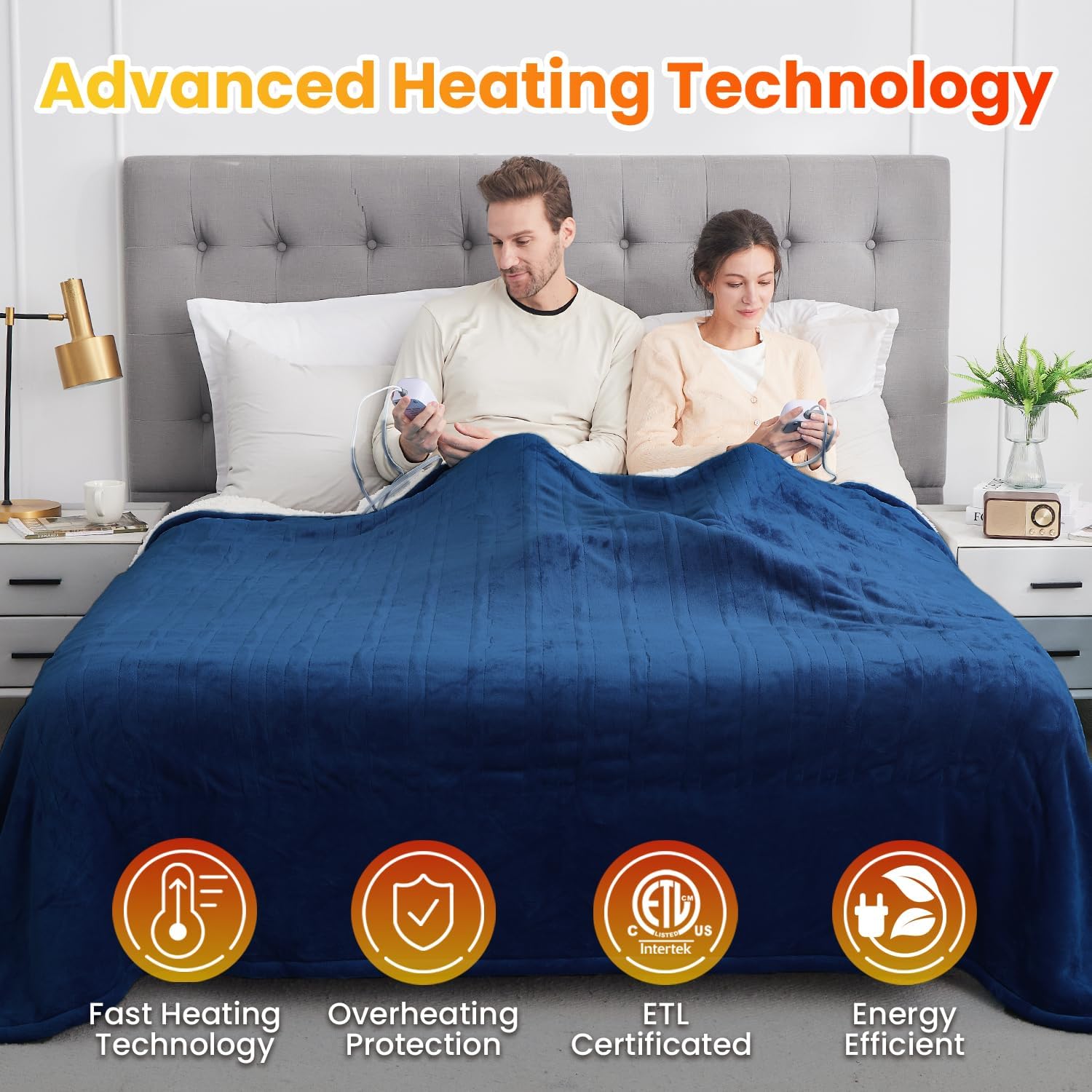 WOOMER Electric Heated Blanket Queen Size