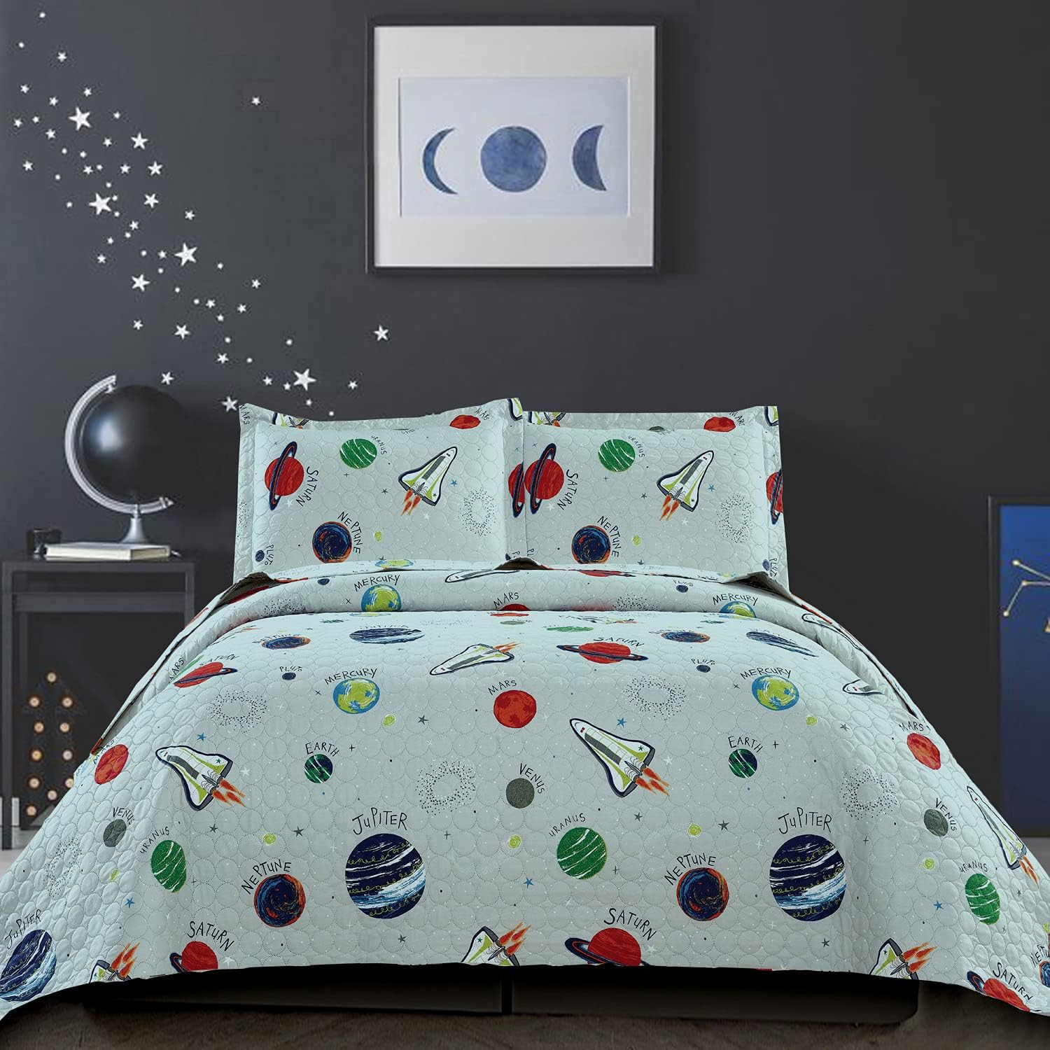 Smuge Galaxy Adventure 3-Piece Quilt Set for Kids