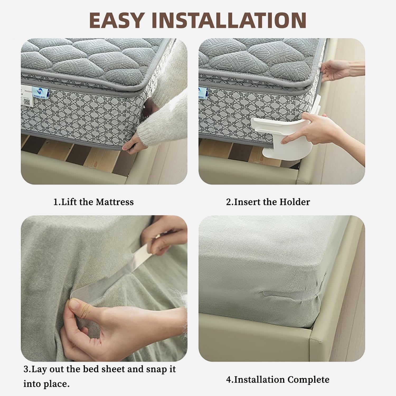 4 Pack Lock Sheet Holders for Secure Bed Sheets
