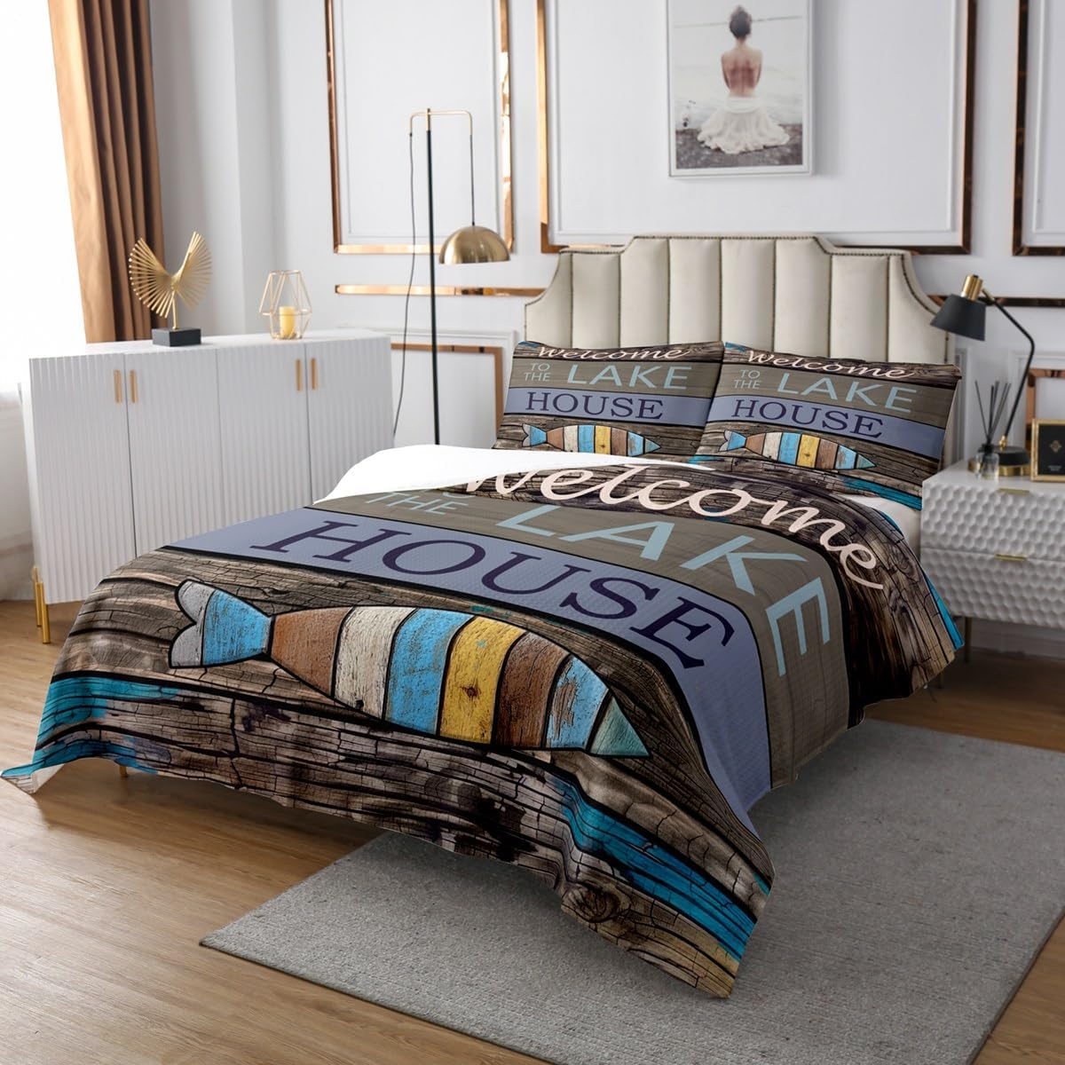Castle Fairy Lake Theme Bedspread Set Queen Size 1