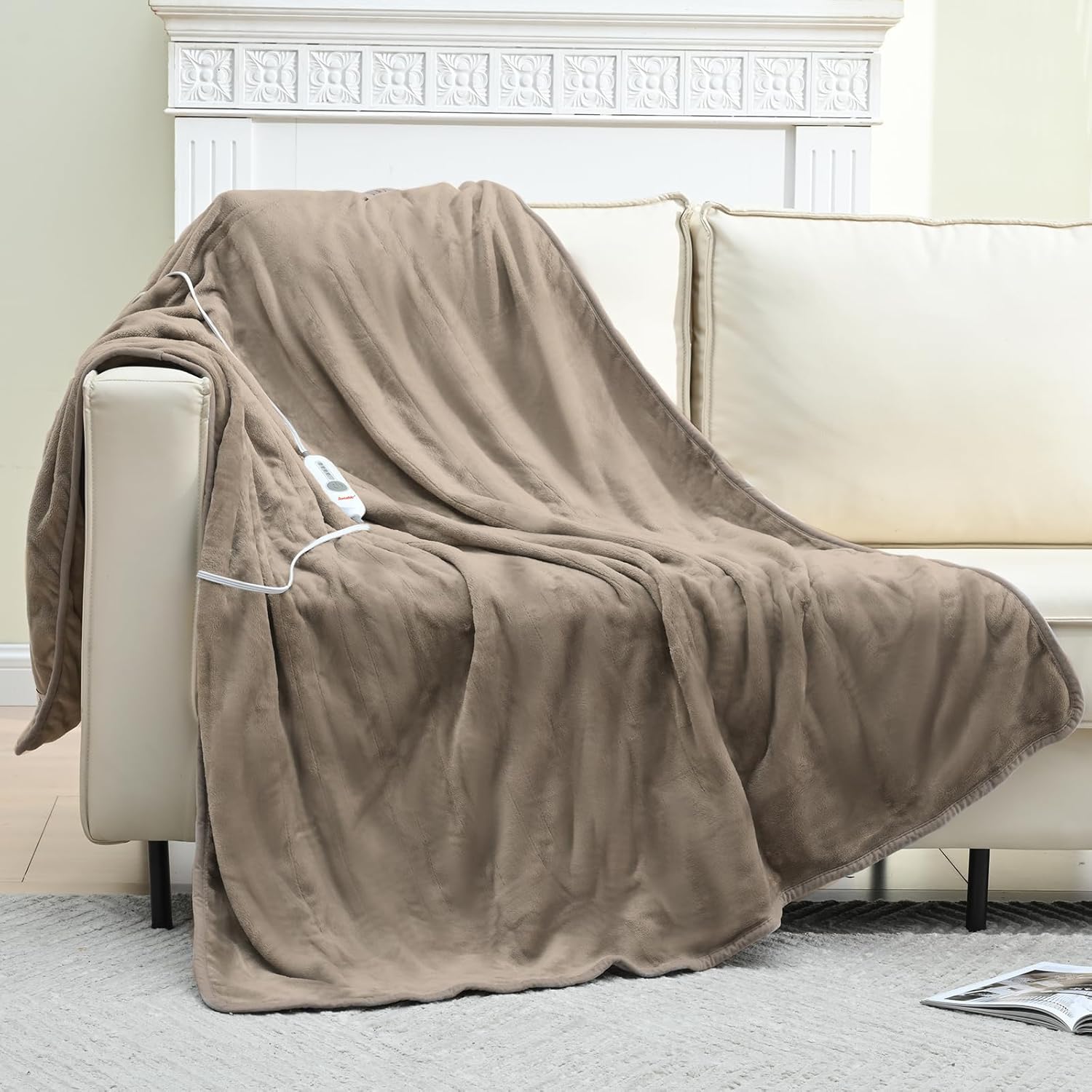 Sunable Heated Throw Blanket - 4 Heat Settings 50x60 Inches Velvet Machine Washable