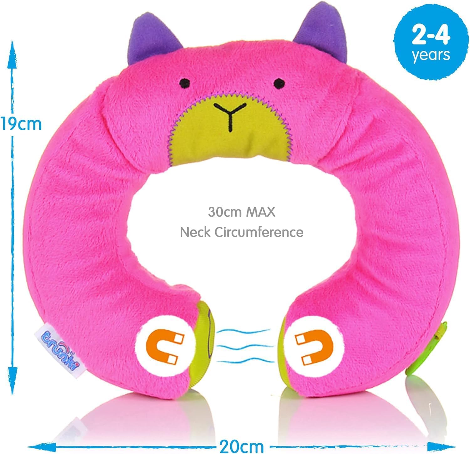 Trunki Kids Travel Neck Pillow Chin Rest Yondi SMALL Betsy Pink