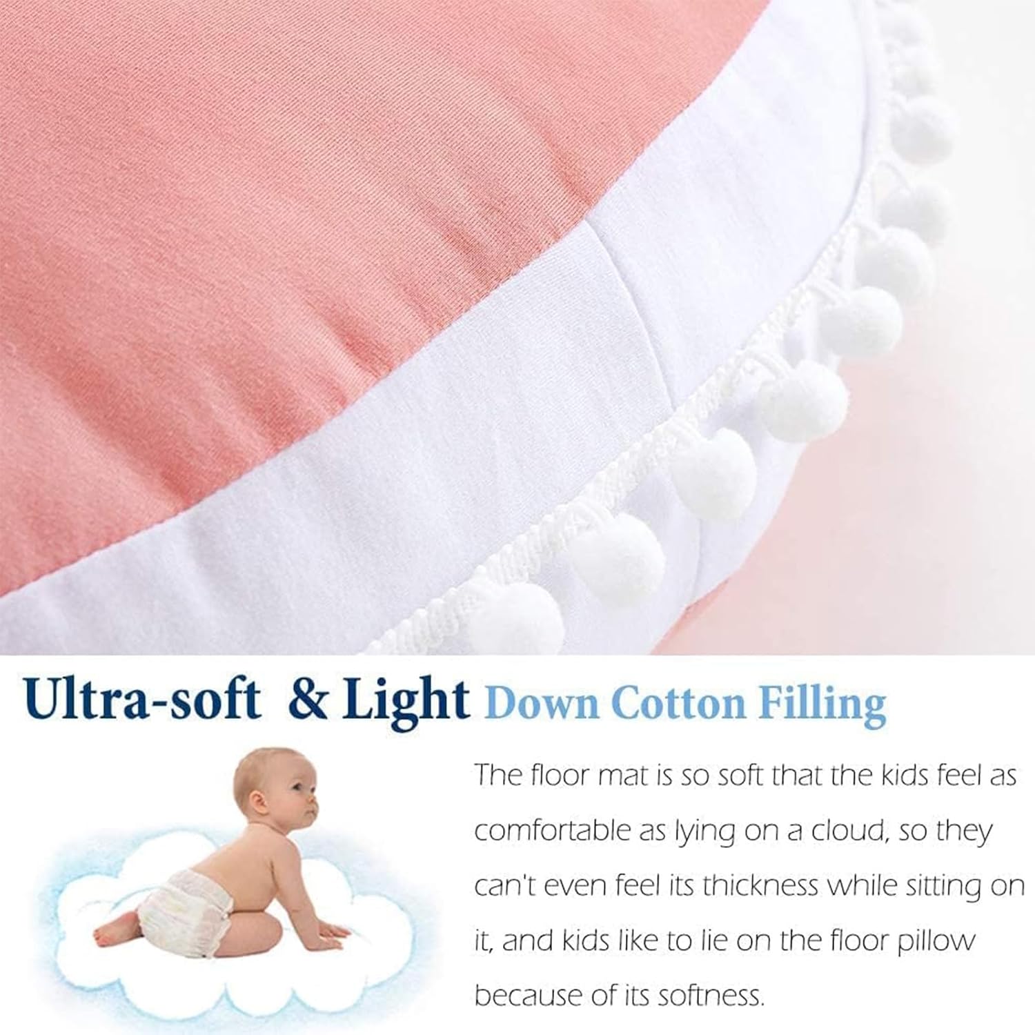 Kishome Large Round Floor Pillow for Kids 35 Inches Canopy Pink