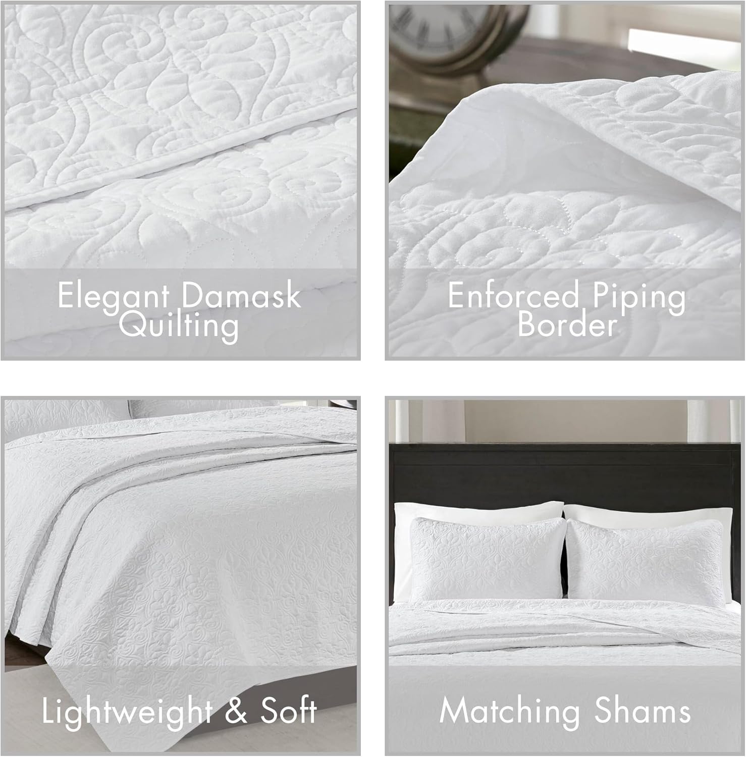 Madison Park Quebec Reversible Quilt Set Damask Design