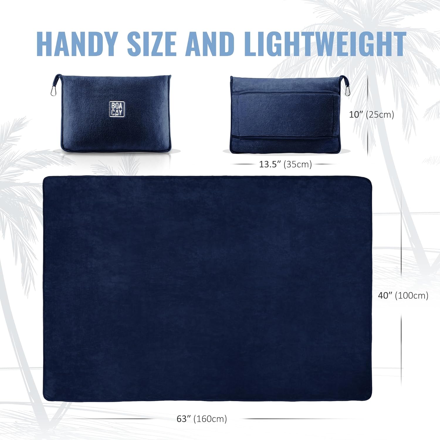 BOACAY Soft Warm Travel Blanket with Pillow and Luggage Sleeve