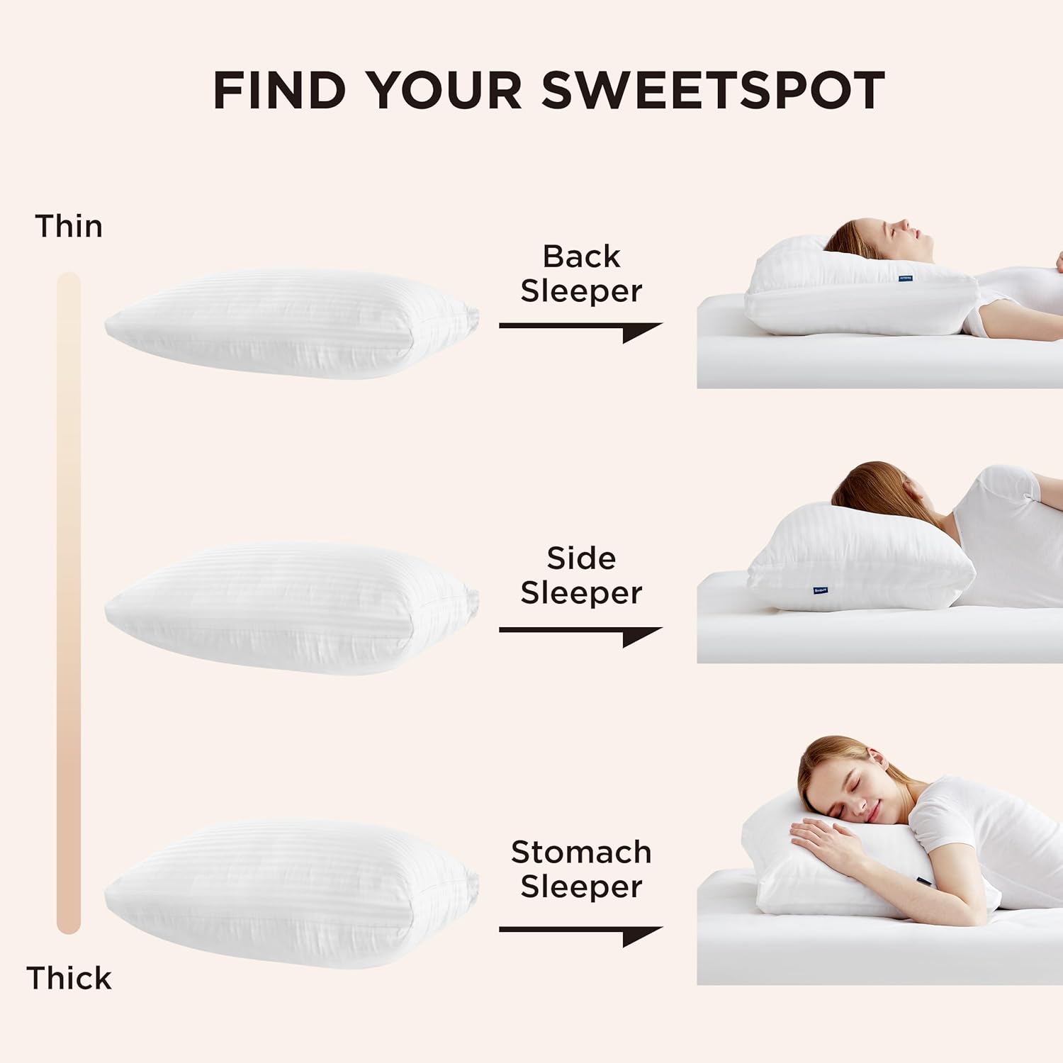 Bedsure Adjustable Layer Standard Pillow 2 Pack