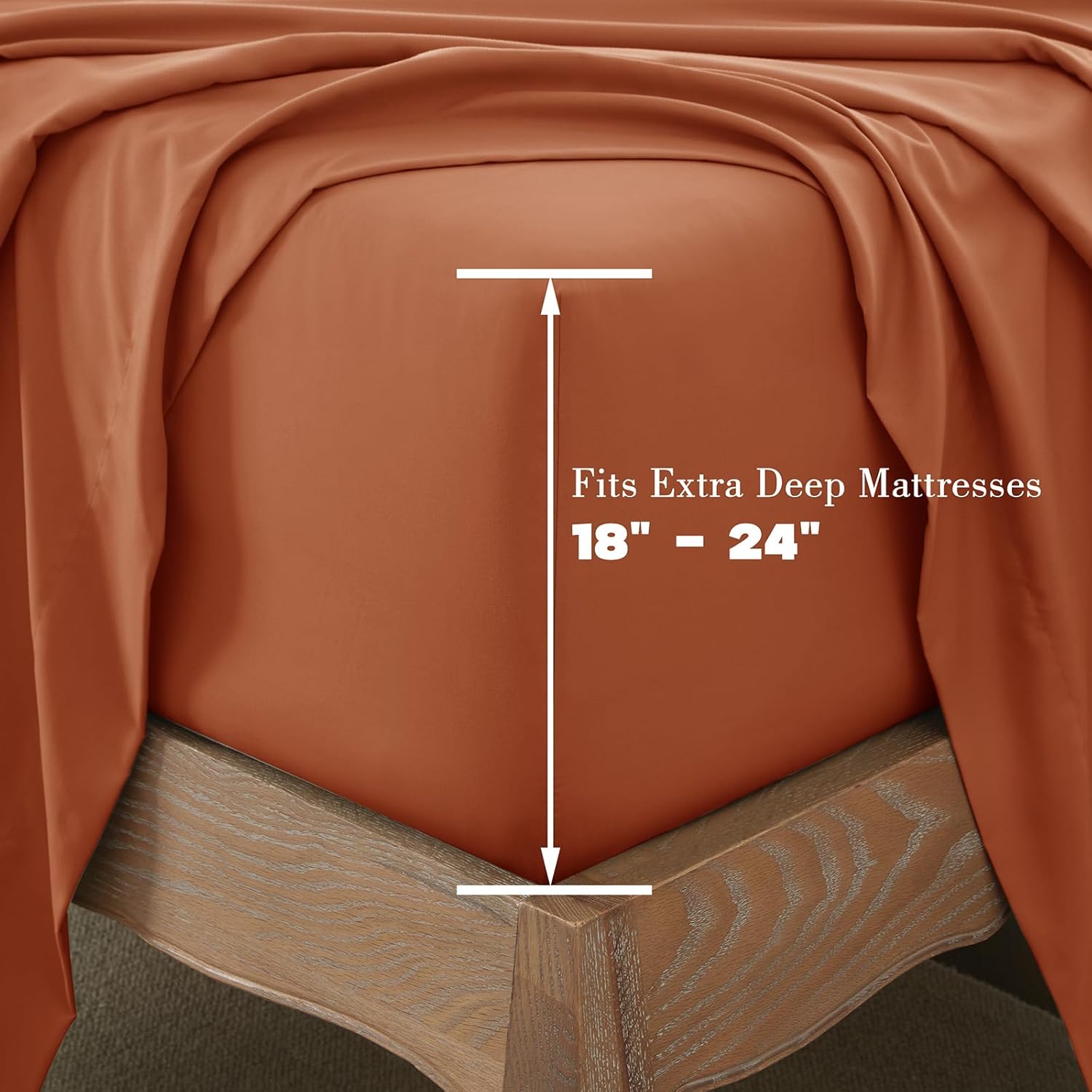 Aormenzy Extra Deep King Sheets - 4 Piece Burnt Orange Set