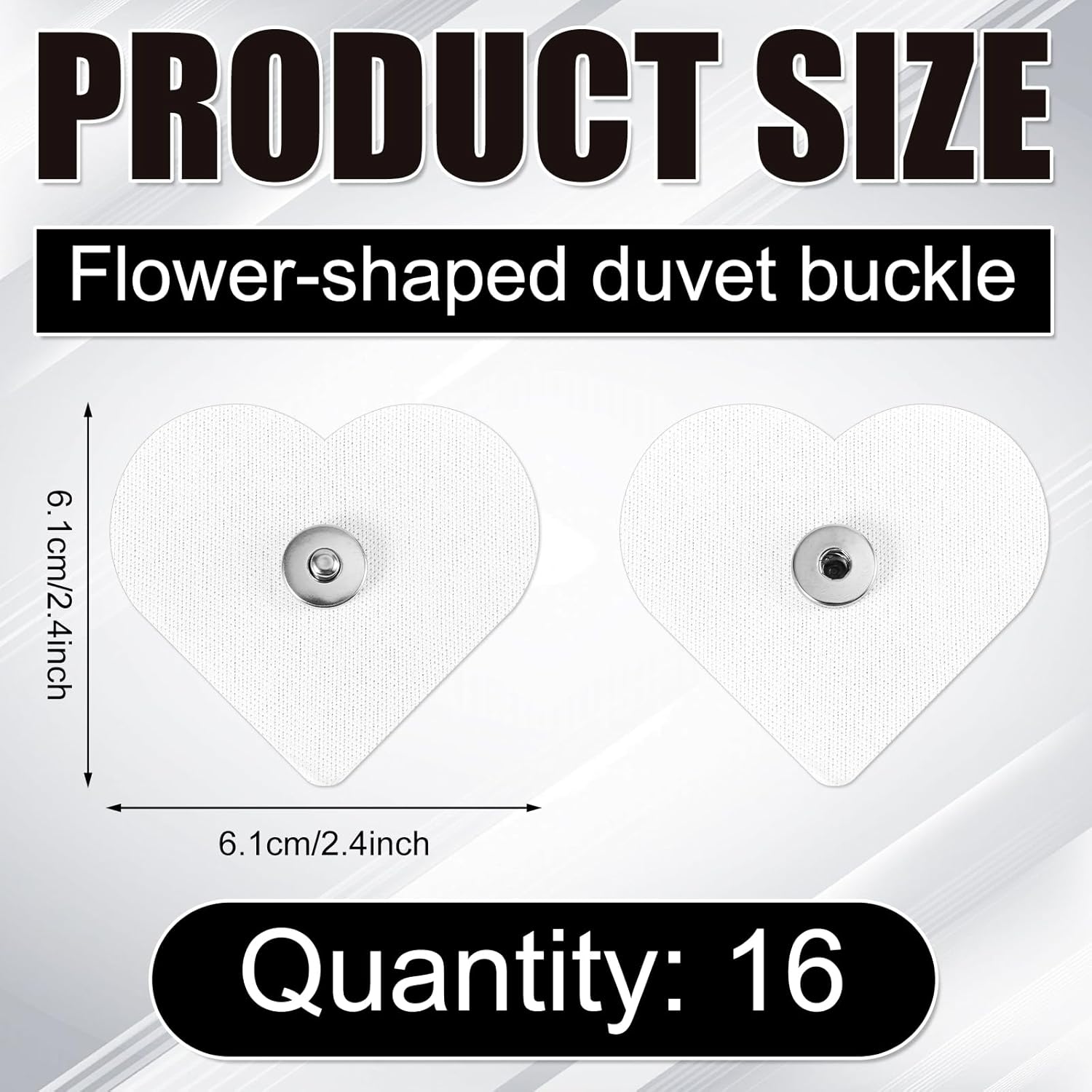 16pcs Heart Shaped Duvet Snaps with Iron Fasteners