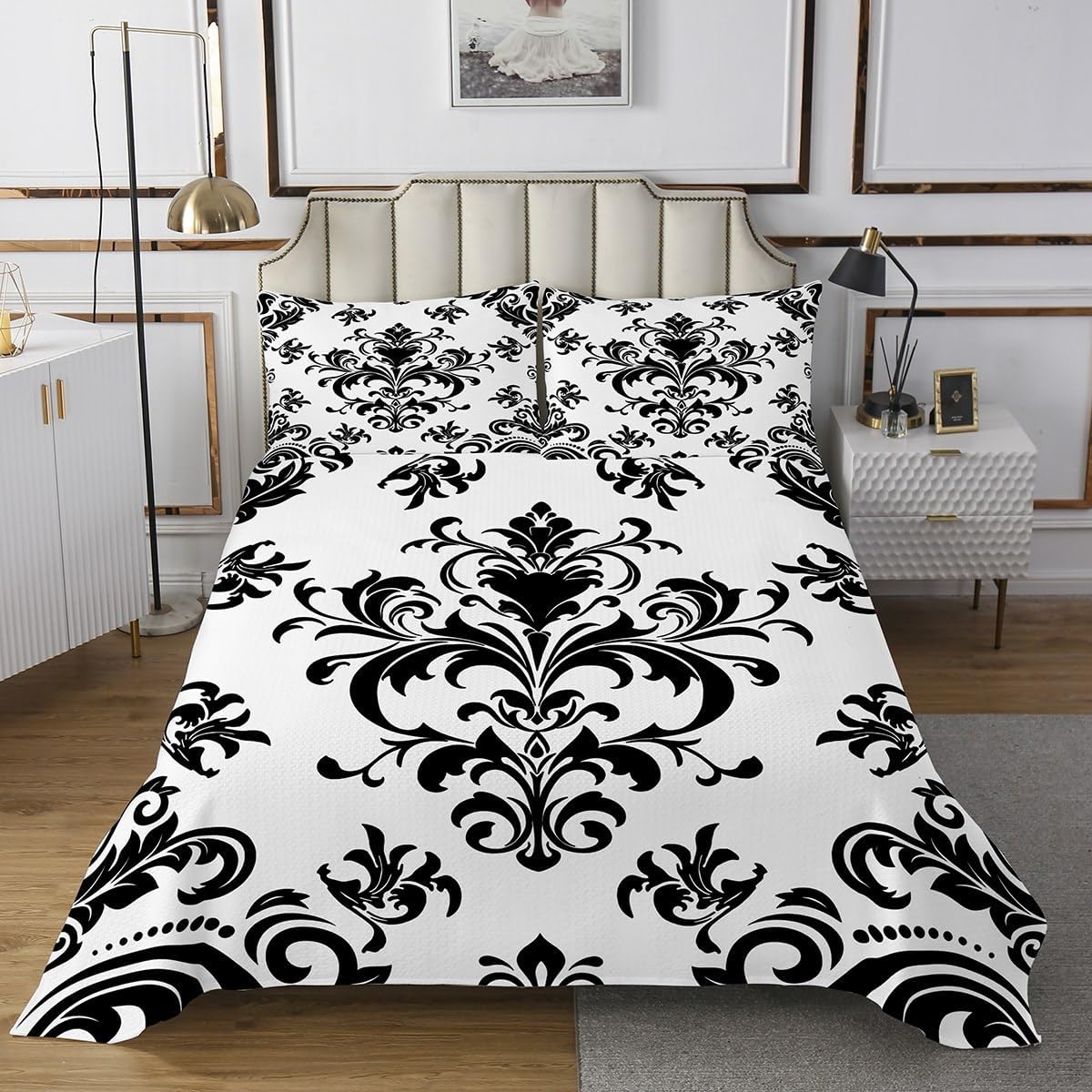 Erosebridal Baroque Damask Bedspread Set King Size