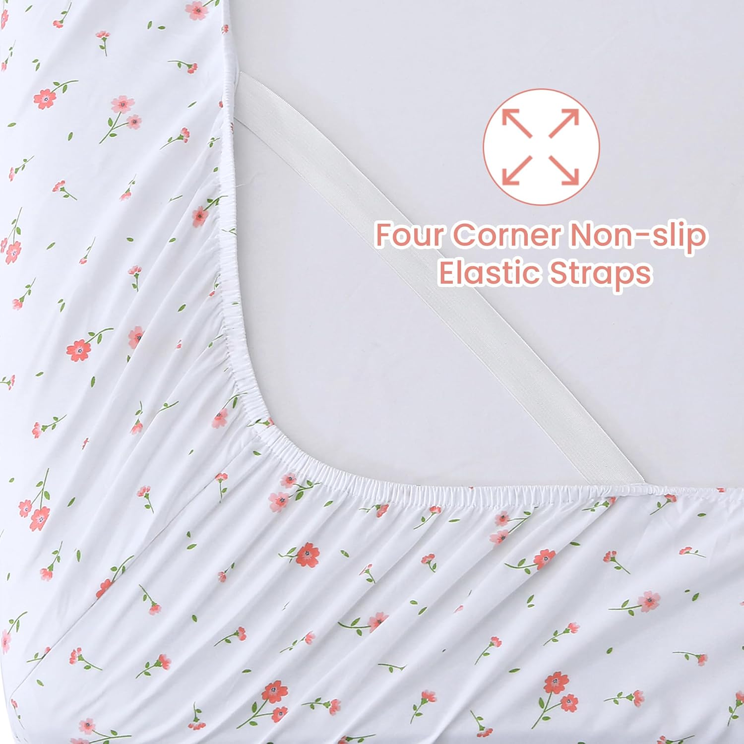 Softan Pink Floral Twin Fitted Sheet Set 3 Pieces