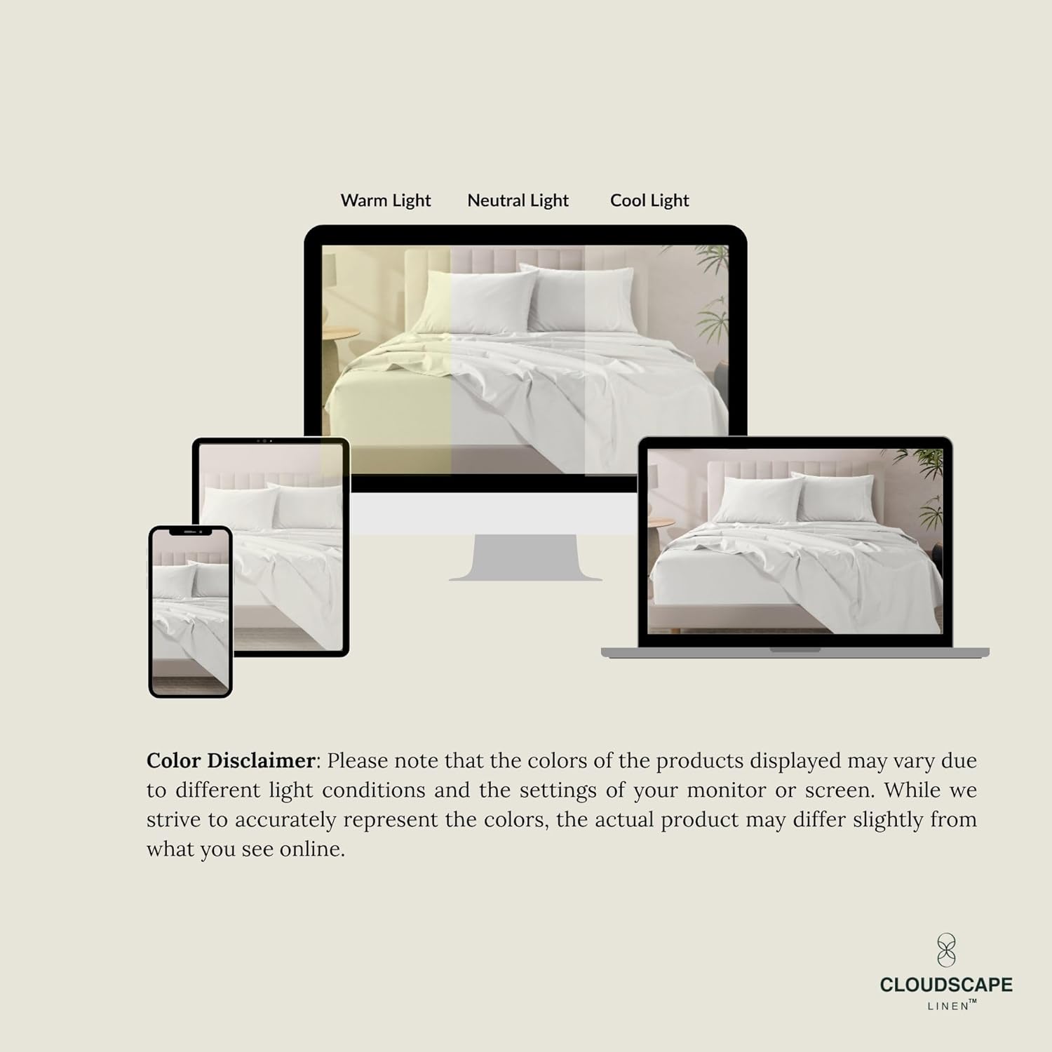Cloud Scape Linen 100 Egyptian Cotton Queen Sheet Set 4PC