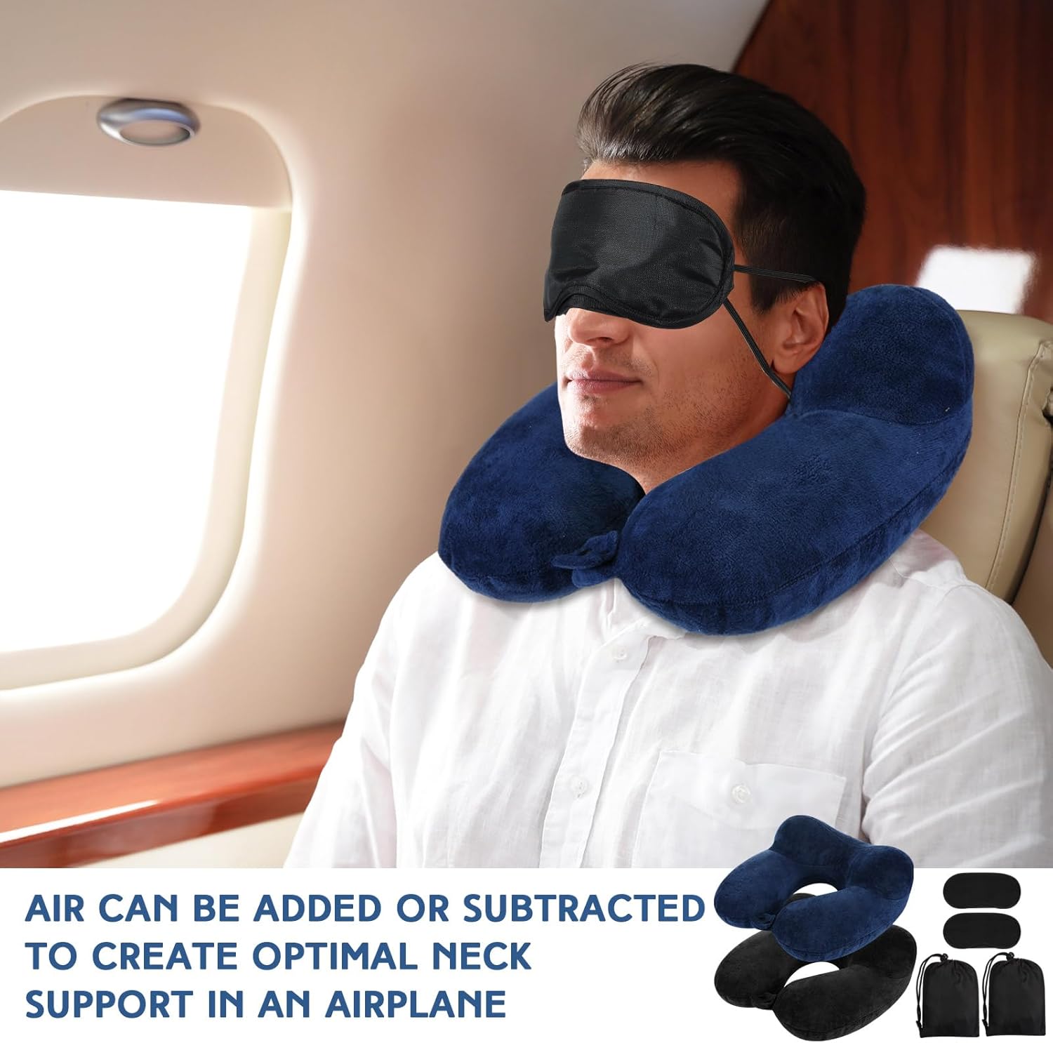Sintuff 2 Pack Inflatable Travel Pillow Set