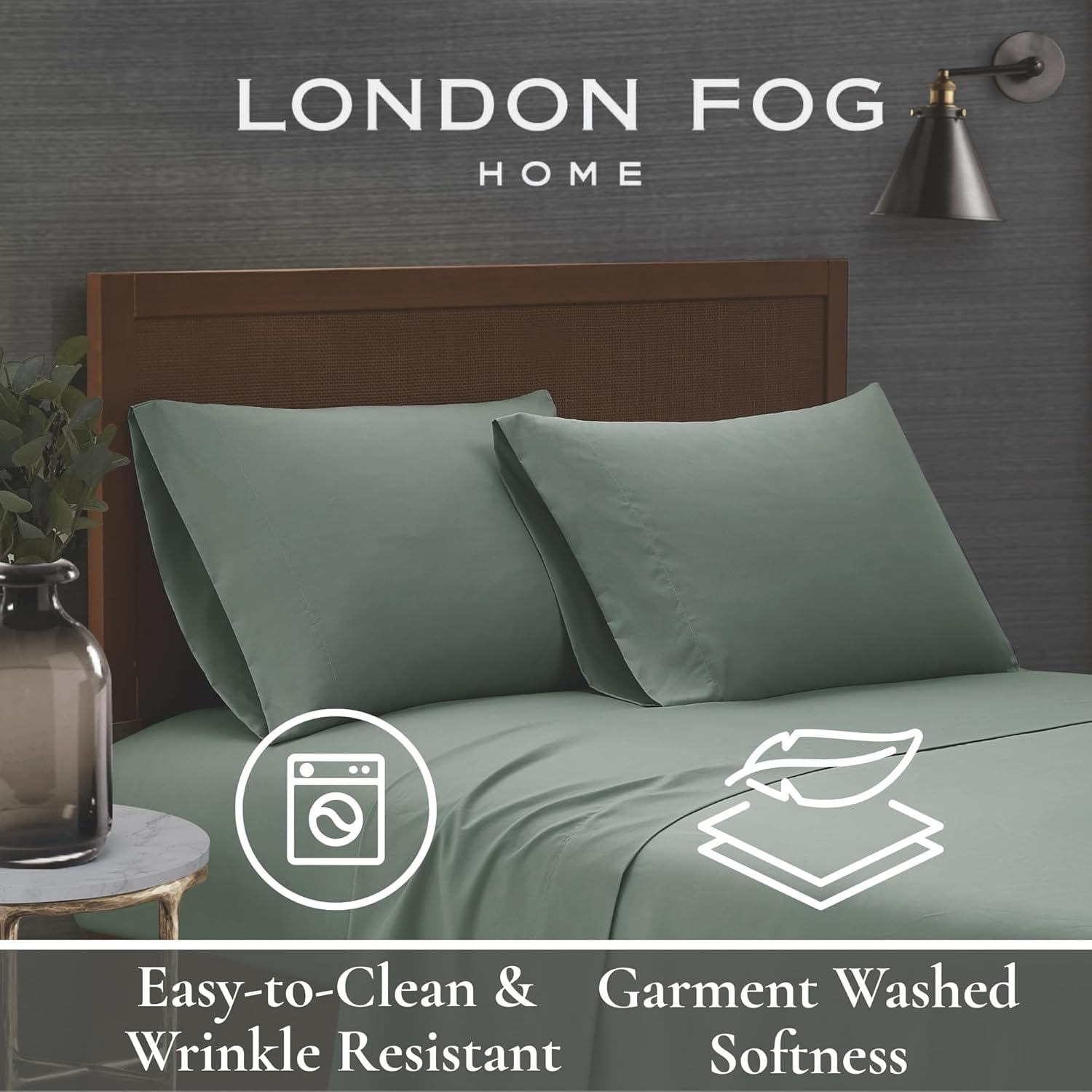 London Fog Green Microfiber Sheet Set 3-Piece Twin XL 1