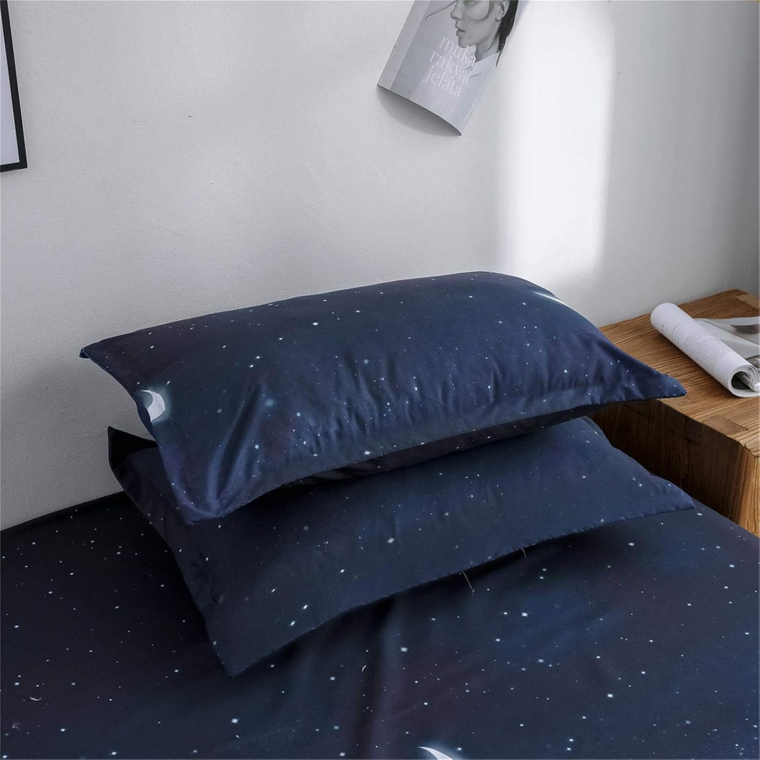 HYPREST Kids Duvet Cover Set Twin 2 Pcs Space Galaxy Print