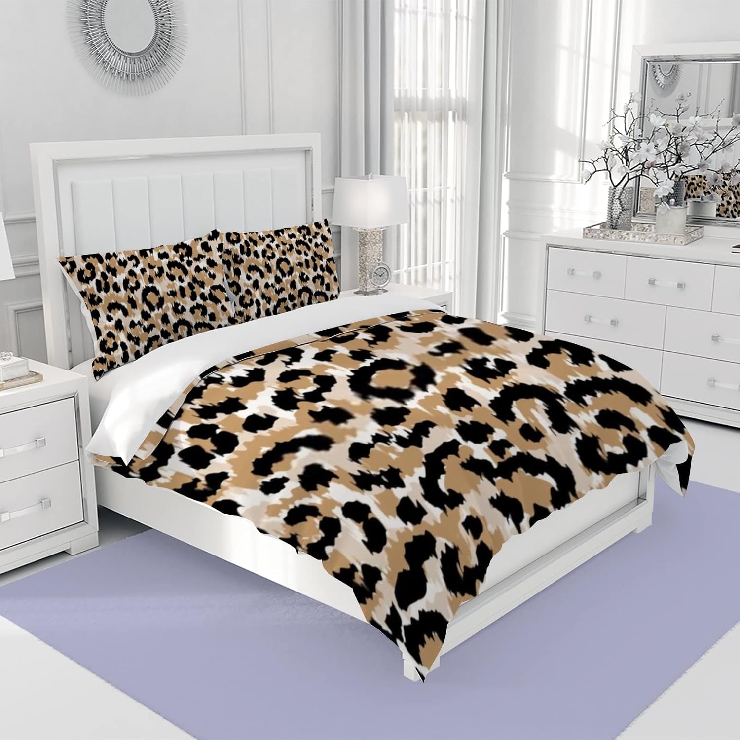 Hapuxt Home Duvet Cover Set Leopard Print 3 Pieces California King
