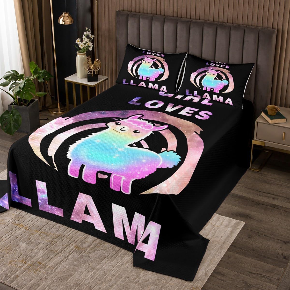 Feelyou Cute Llama Coverlet Set for Kids 1