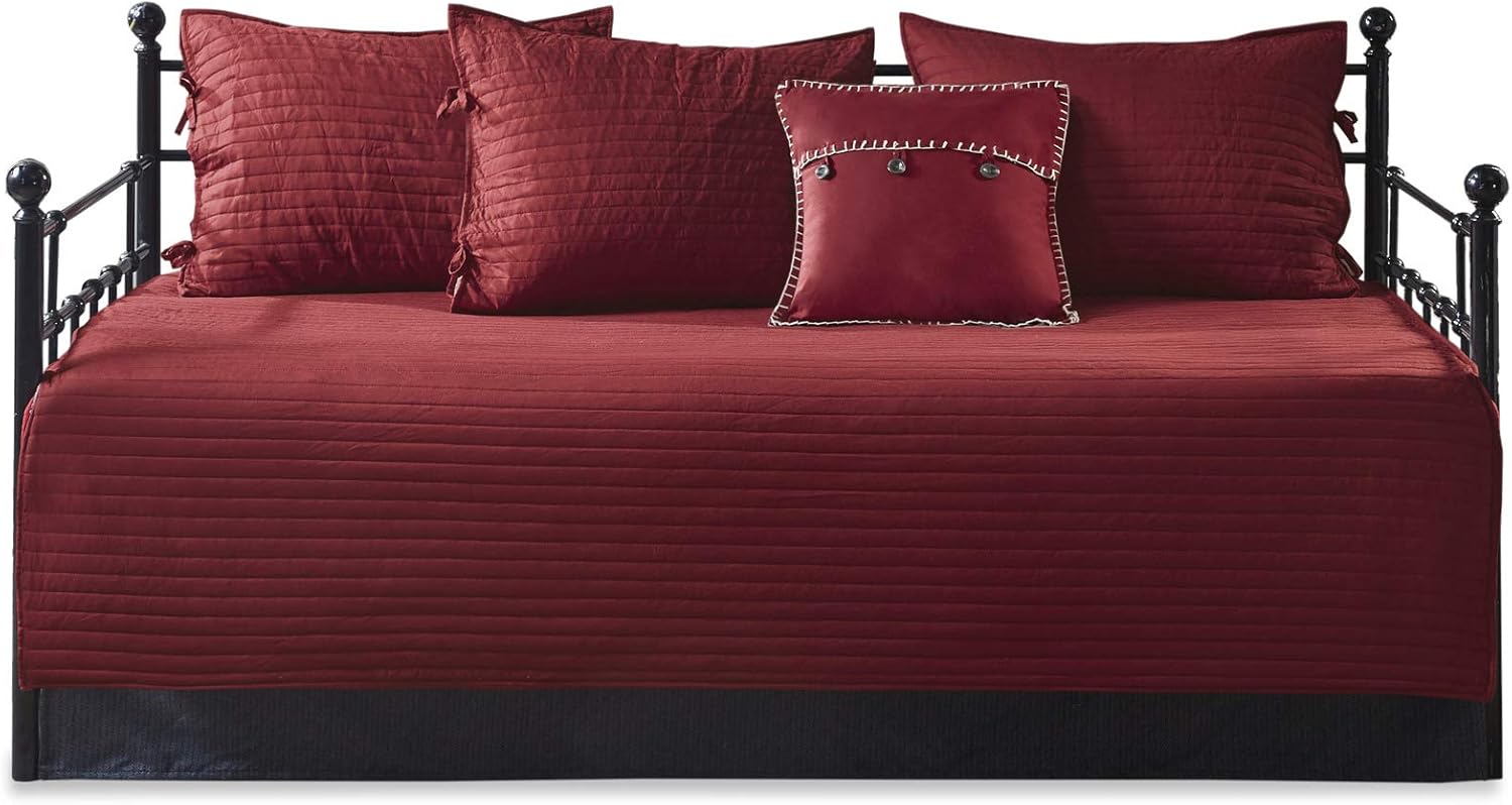 Madison Park Reversible Daybed Cover Set Plaid Red 75x39