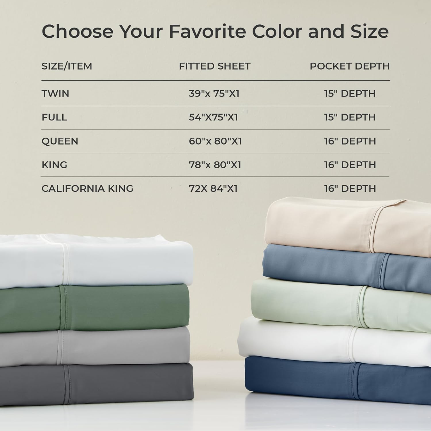 GOKOTTA Bamboo Rayon Fitted Sheet - King Size 16 Inch Pocket Blue