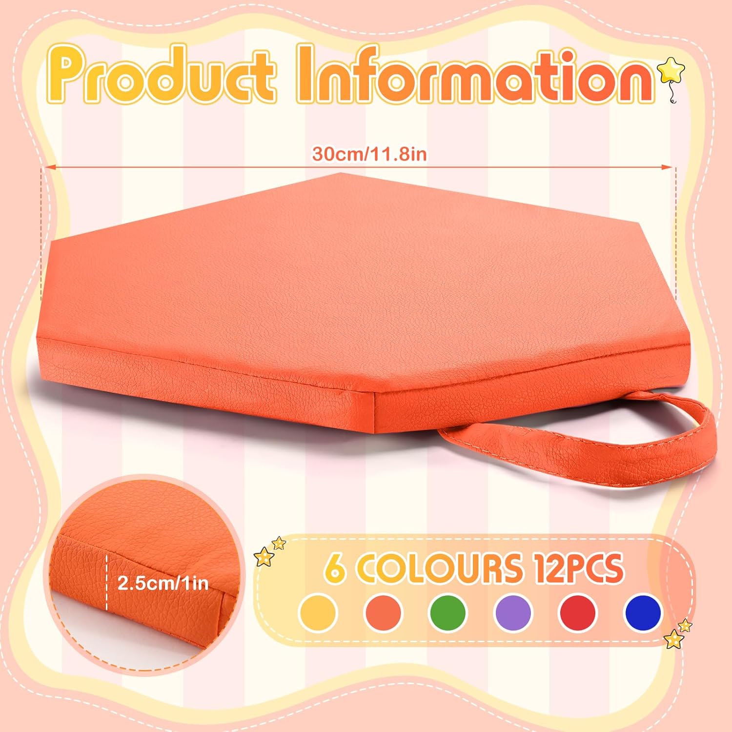Suzile 12 Pcs Floor Cushions for Classroom Flexible Seating with Handles