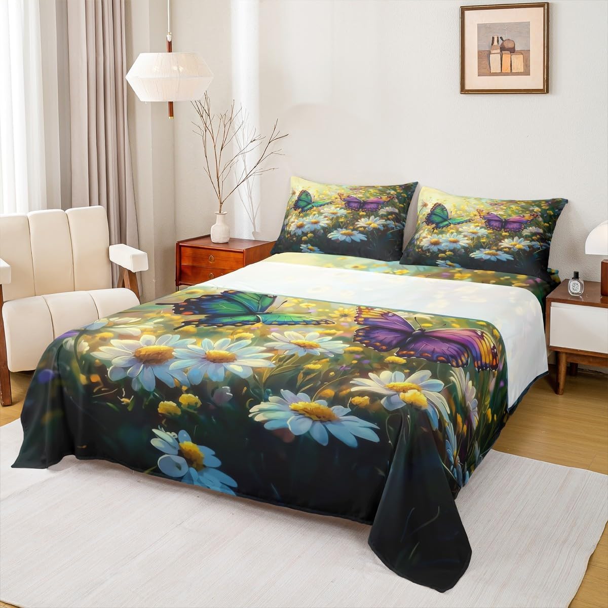Jejeloiu Butterfly Bed Sheet Set for Kids