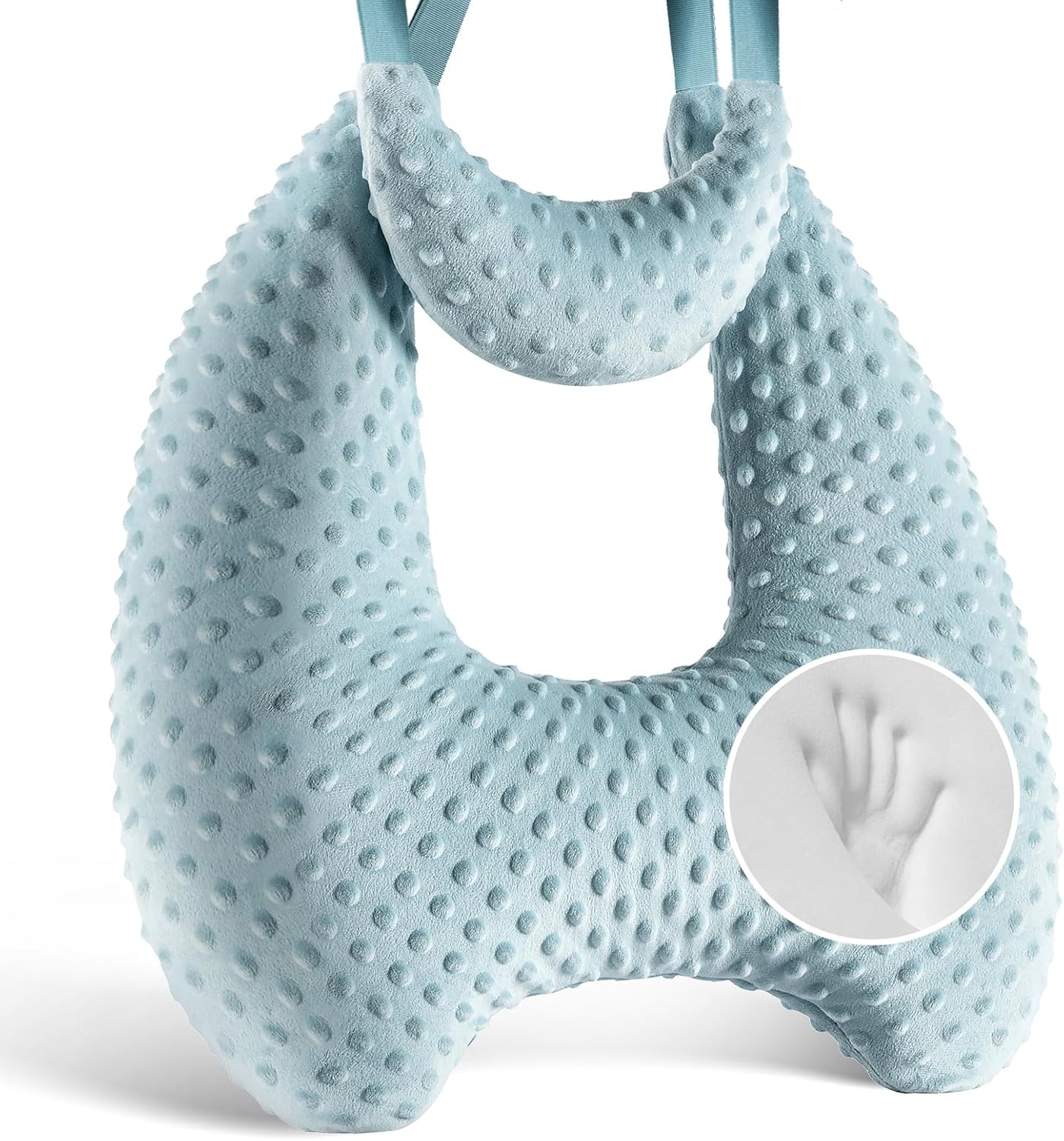 Memory Foam Kids Travel Pillow with Adjustable Strap and Velvet Dots