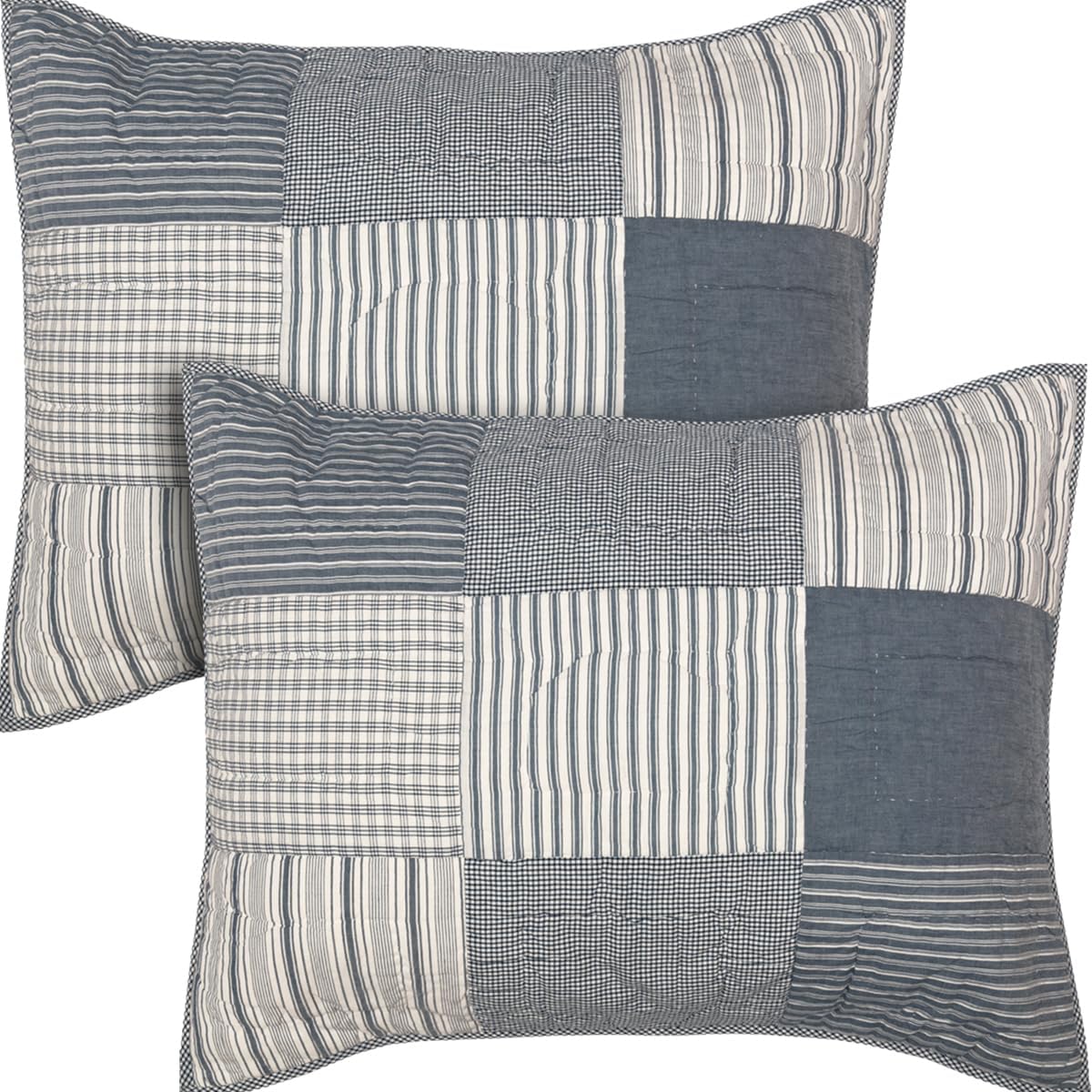 VHC Brands Farmhouse Patchwork Pillow Sham Set of 2 21x27
