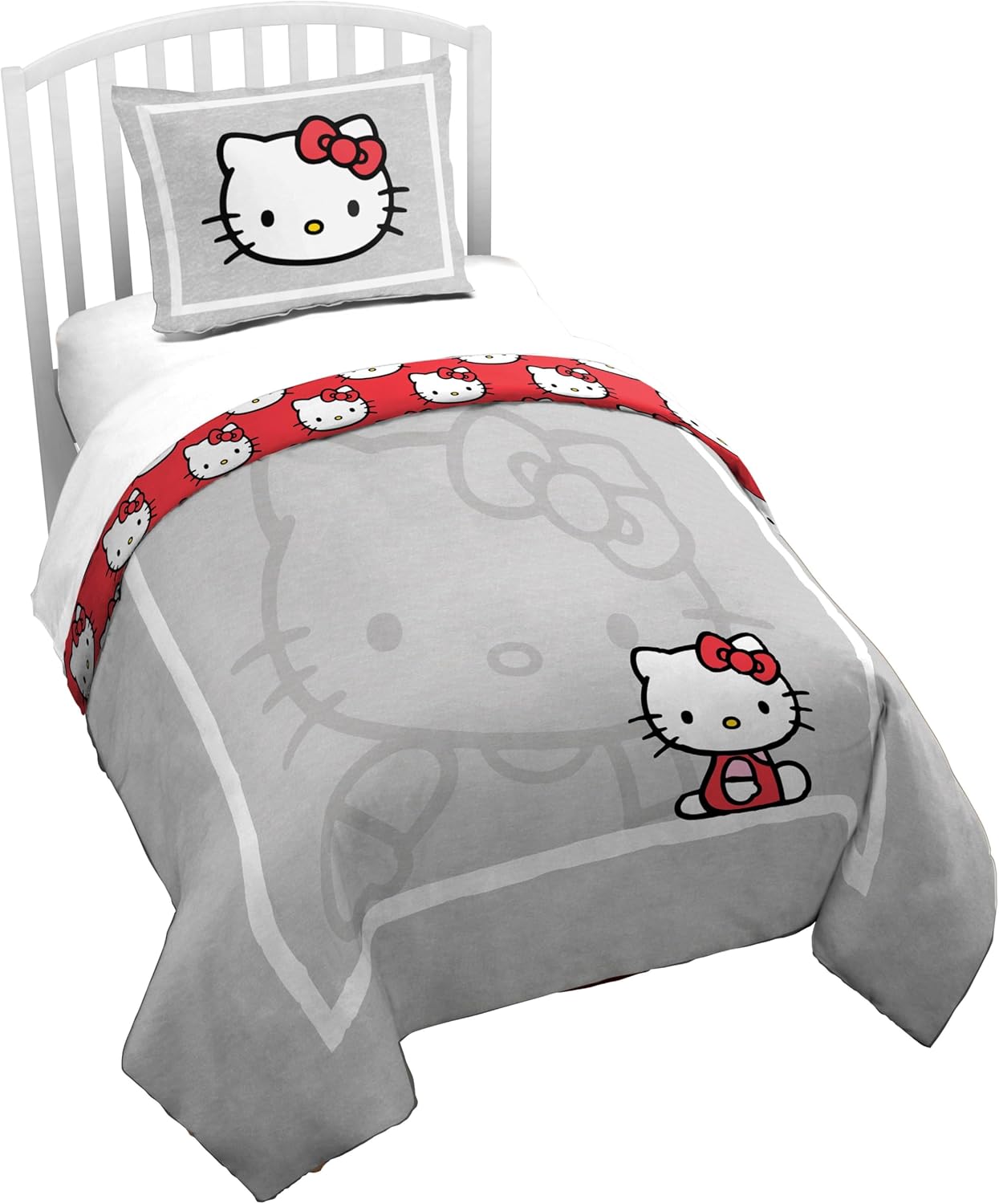 Jay Franco Hello Kitty Duvet Cover Set - Grey Twin