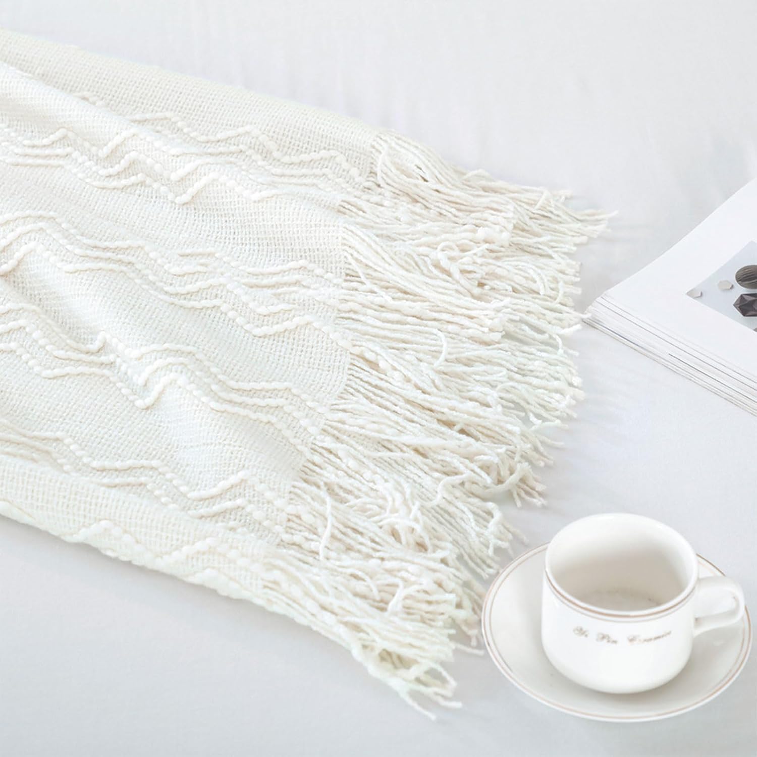 BOURINA Off White Throw Blanket 50 x 90 Inches