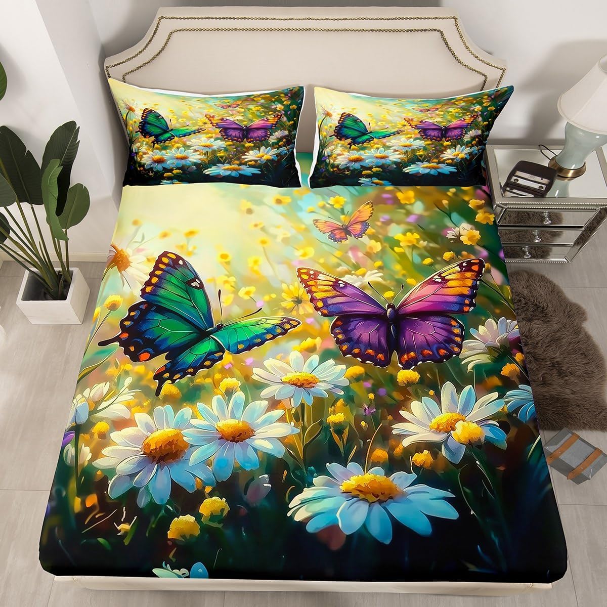 Jejeloiu Butterfly Bed Sheet Set for Kids