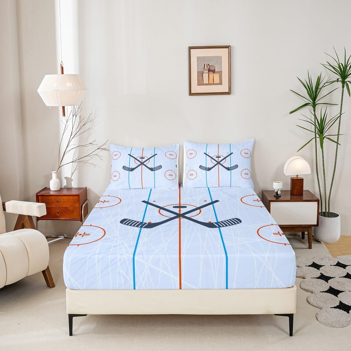 Homewish Ice Hockey Kids Sheet Twin Size 3pcs Set