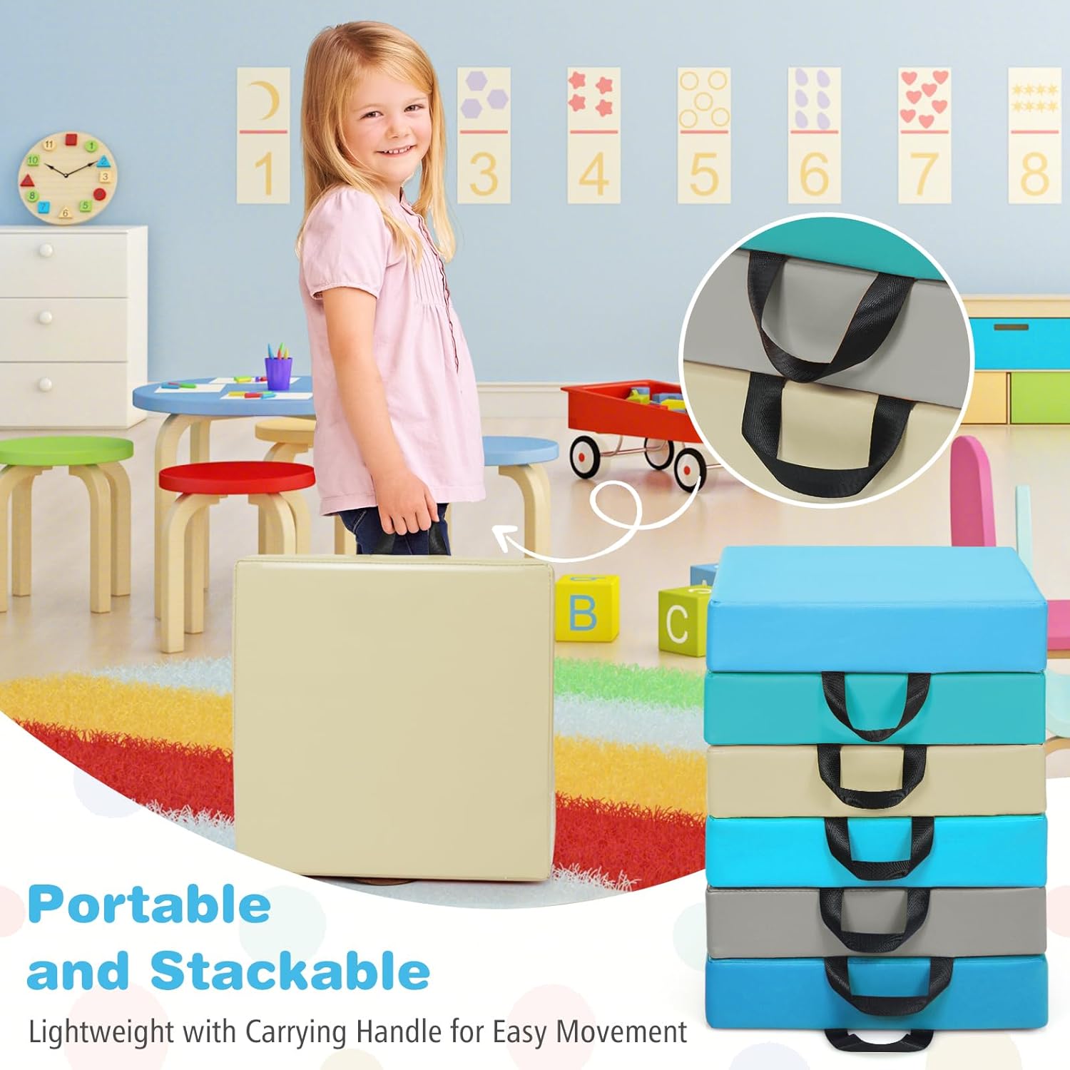 GLACER 6 Pcs Floor Cushions for Kids