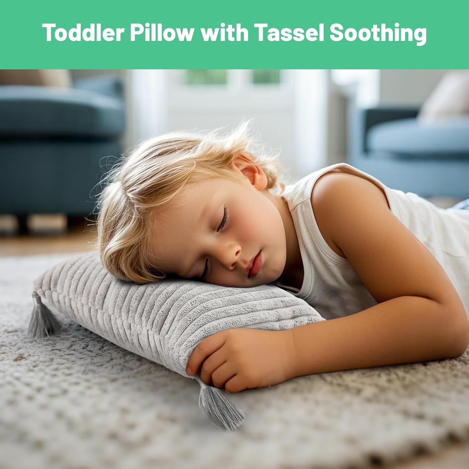 vocheer Small Travel Pillow with Tassels 11x7 Grey 2pc