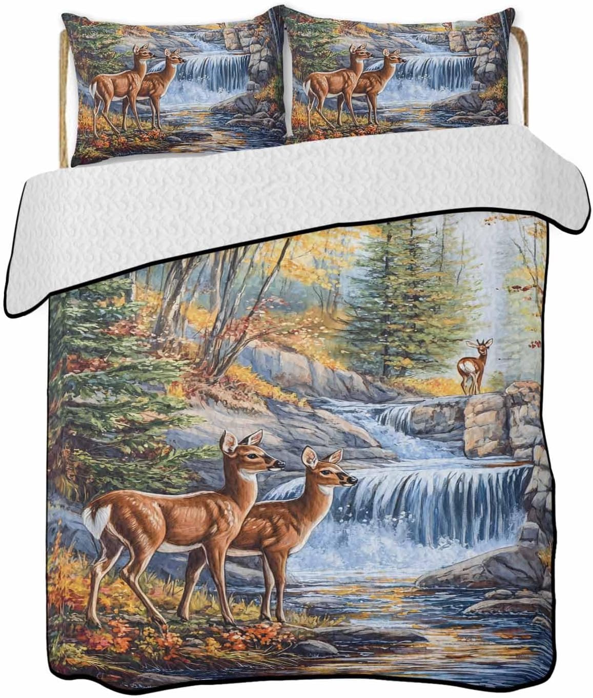 Stongaro Autumn Deer Comforter Set 3 Pieces Twin XL