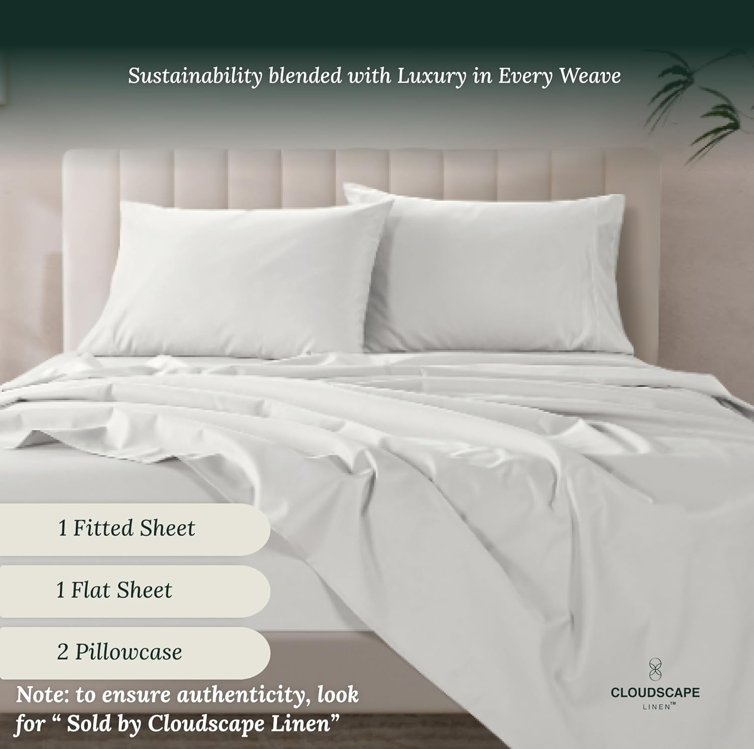 Cloud Scape Linen 100 Egyptian Cotton Queen Sheet Set 4PC