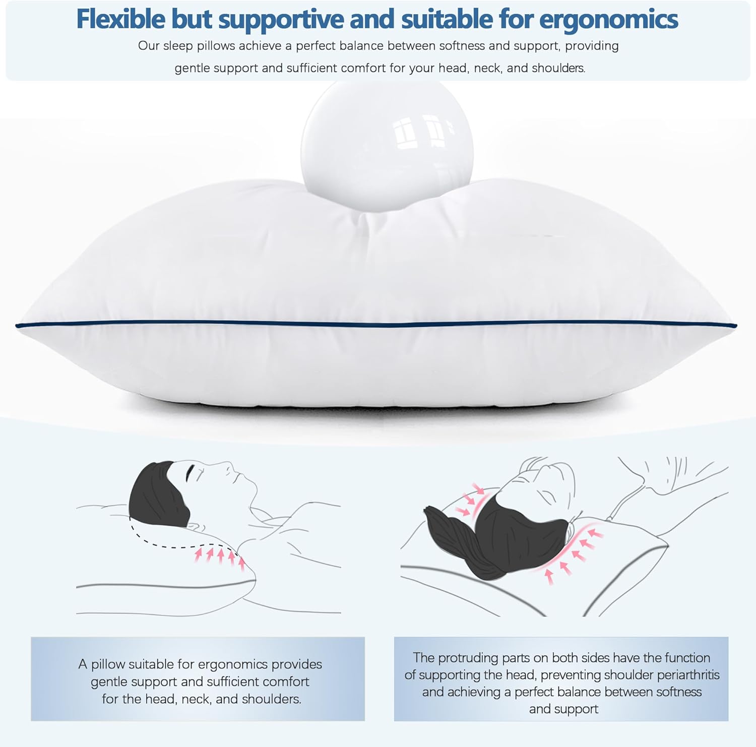 HAODEMI Cooling Bed Pillows 2 Pack with Soft Down Alternative Fill