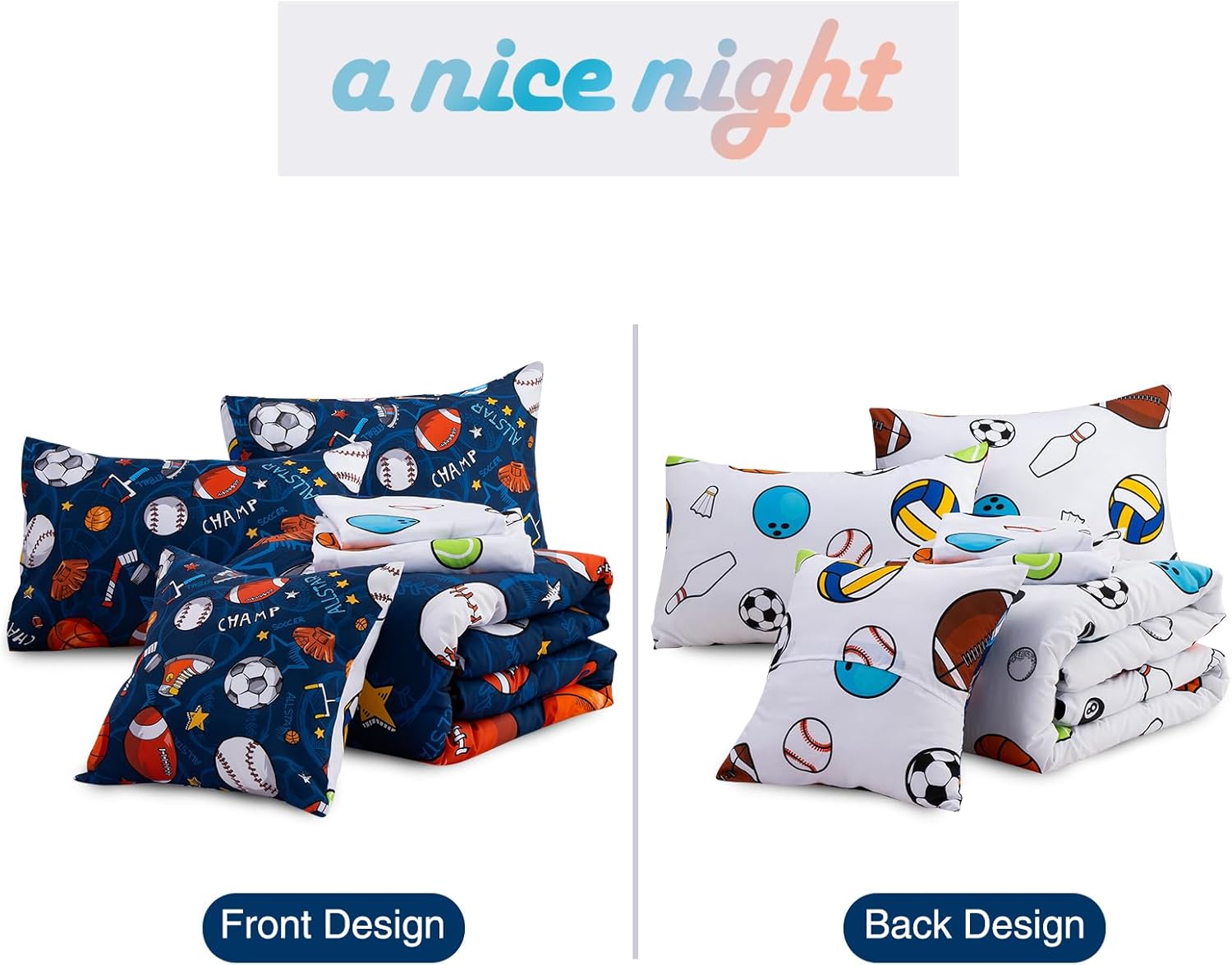A Nice Night 6Pcs Twin Bed in a Bag Comforter Set