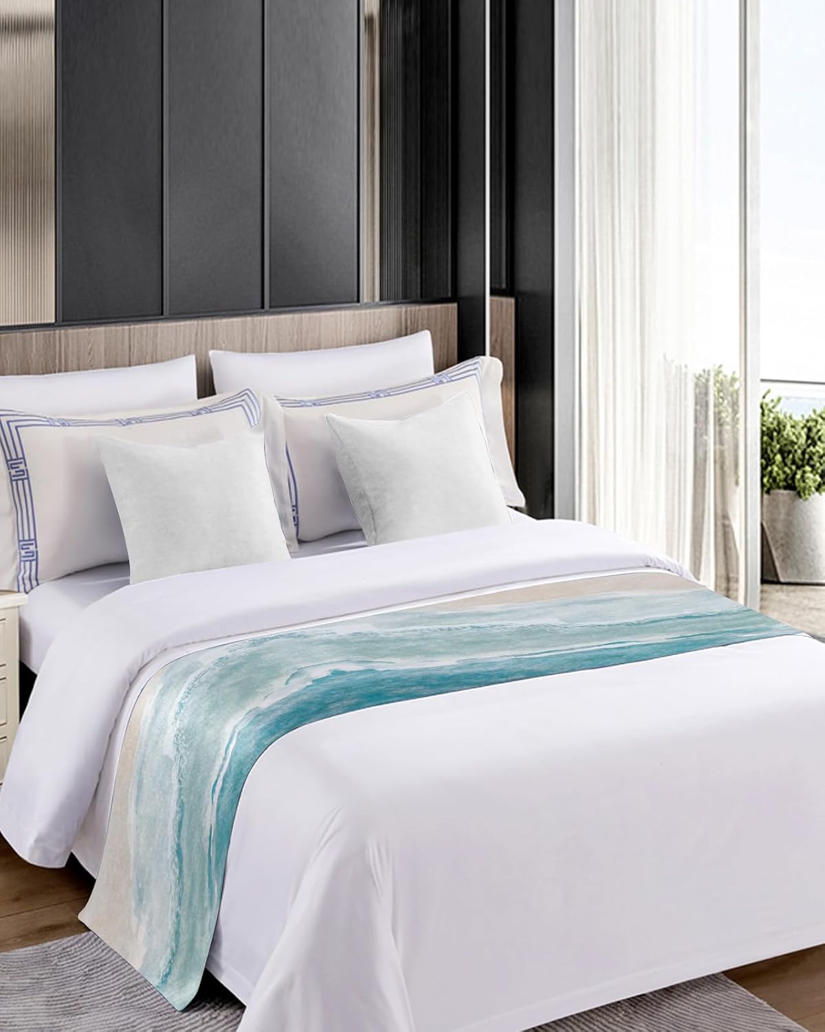 DecorLovee Summer Beach Bed Runner Cal King