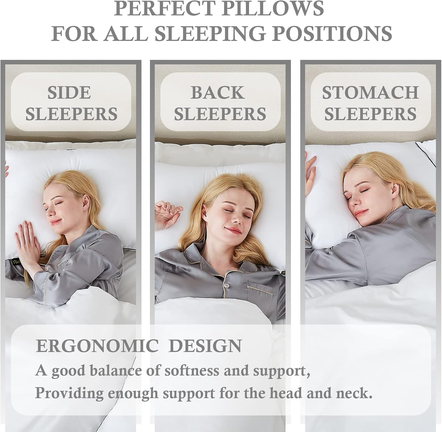 Homemate Bed Pillows - Queen Size Set of 4 Allergy Friendly