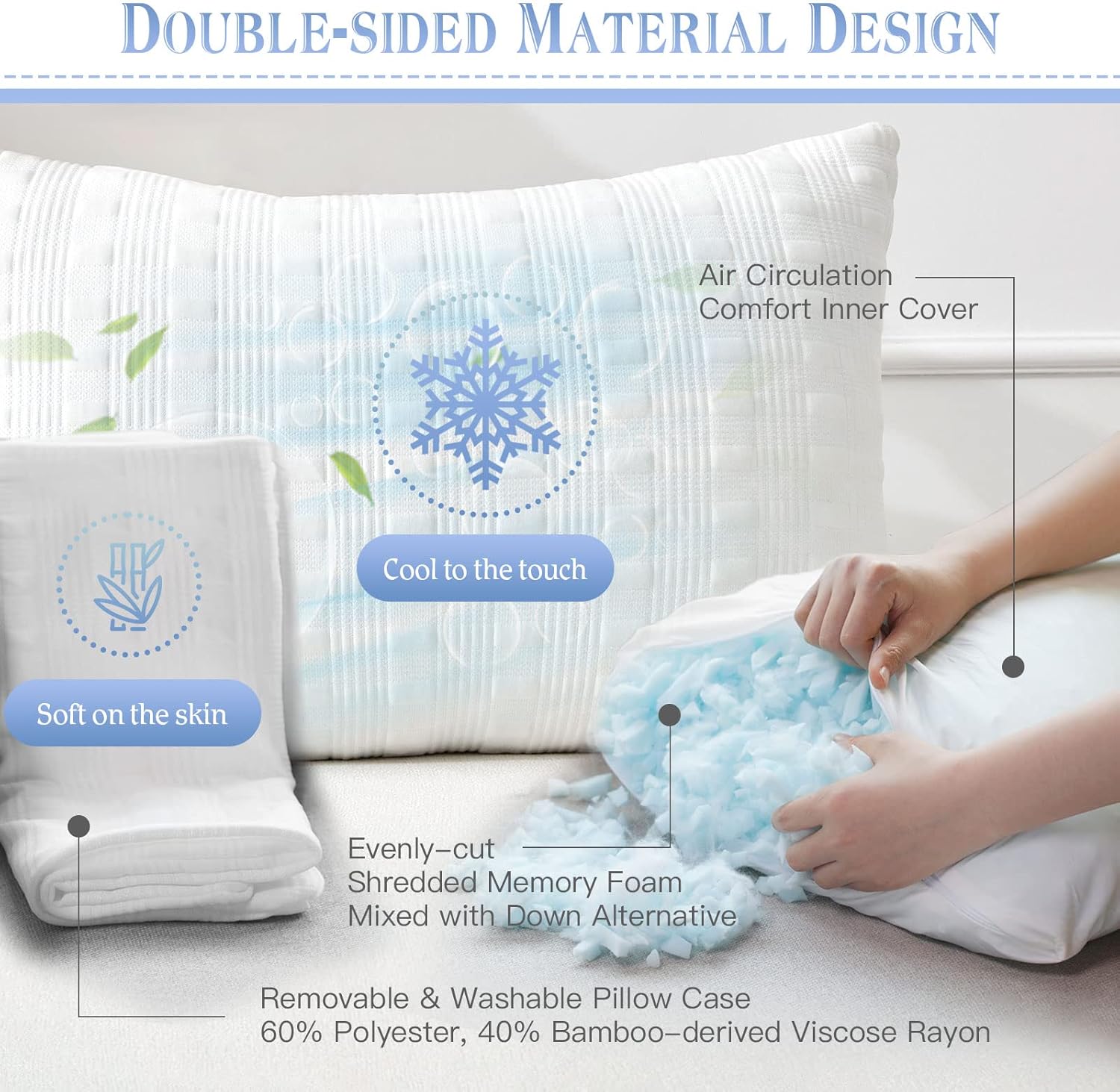 Meoflaw Cooling Pillows Queen Size Set of 2