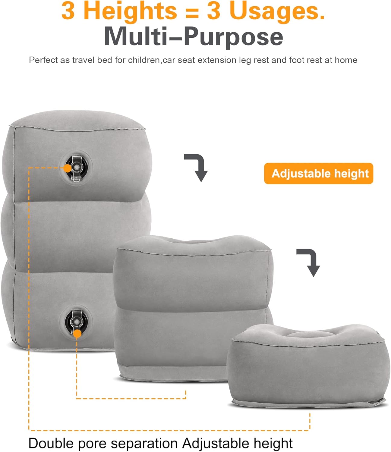 Sunany Inflatable Travel Foot Rest Pillow 2 Pack